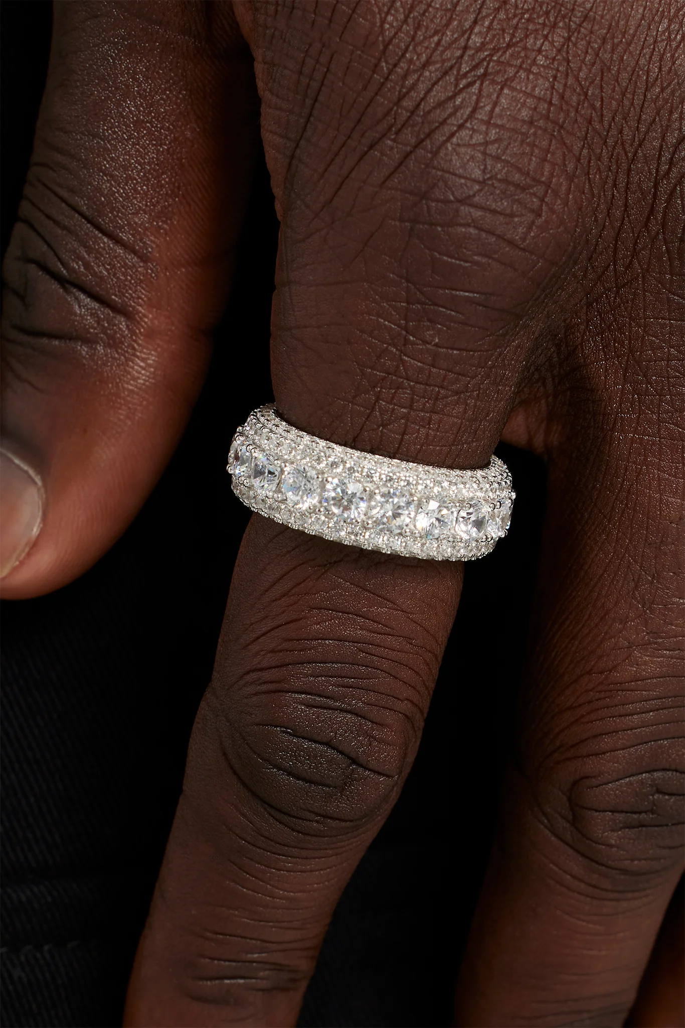Sterling Silver Iced CZ Mixed Size Ring - Image 2