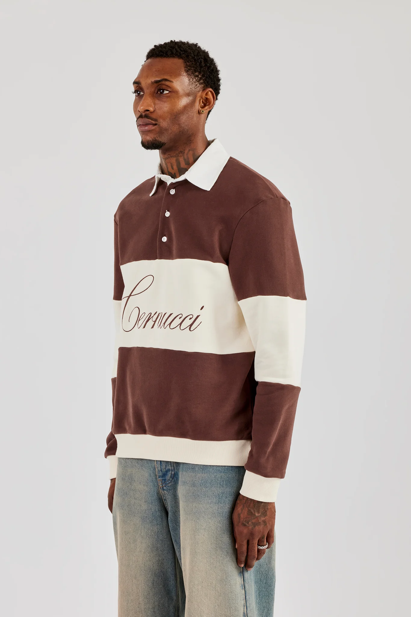Stripe Rugby Sweatshirt - Brown - Image 2