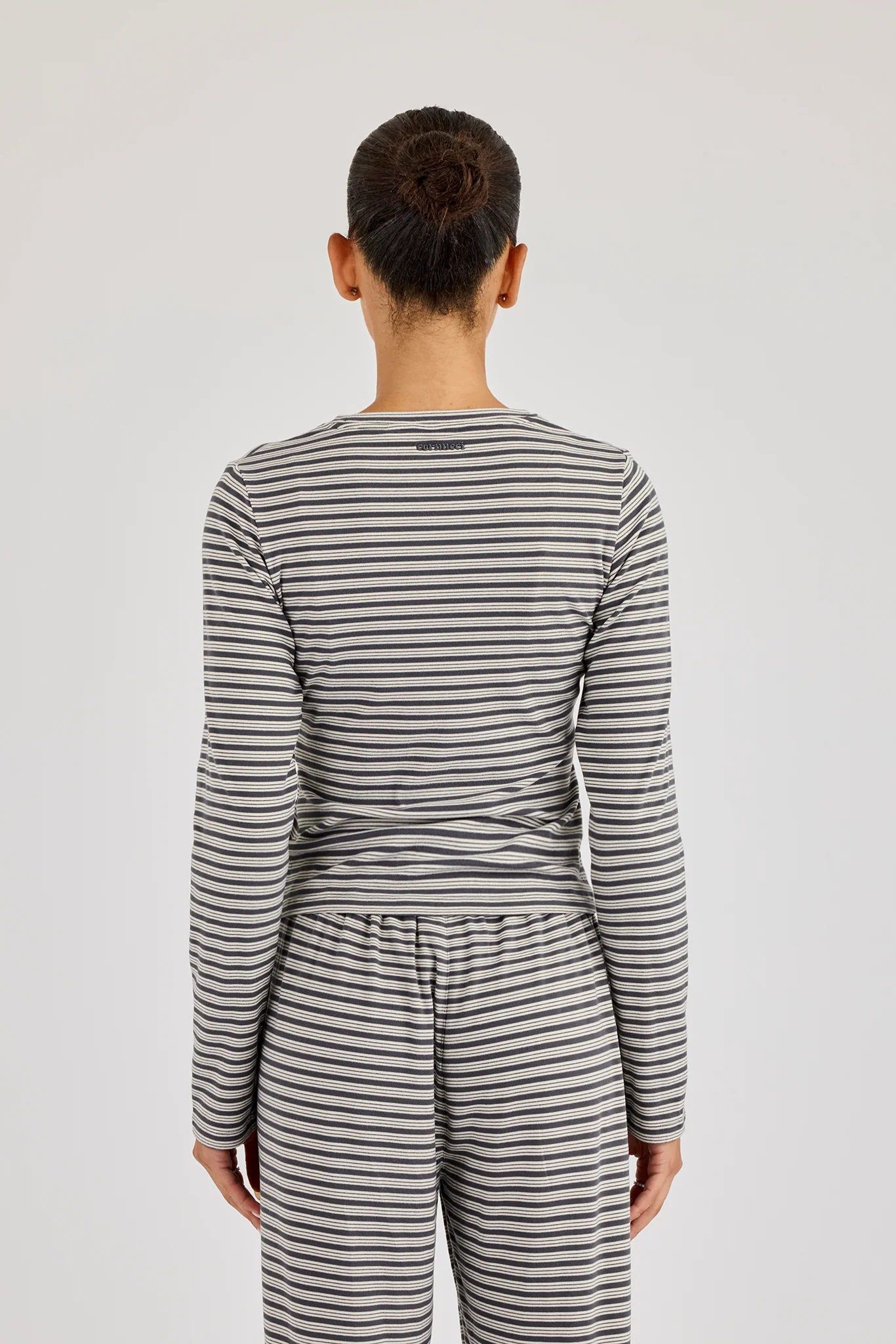 Stripe Soft Touch Long Sleeve Top - Grey - Image 3