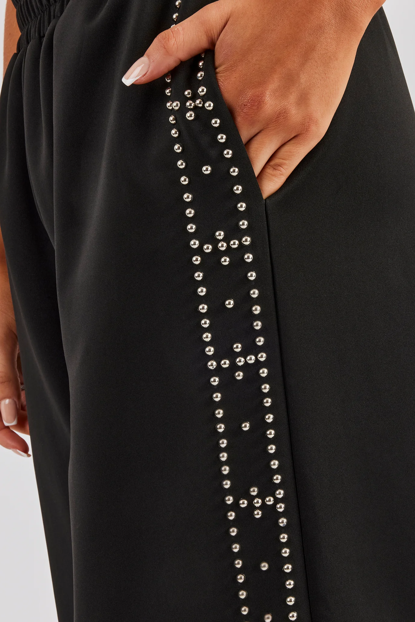 Stud Wide Leg Jogger - Black - Image 2