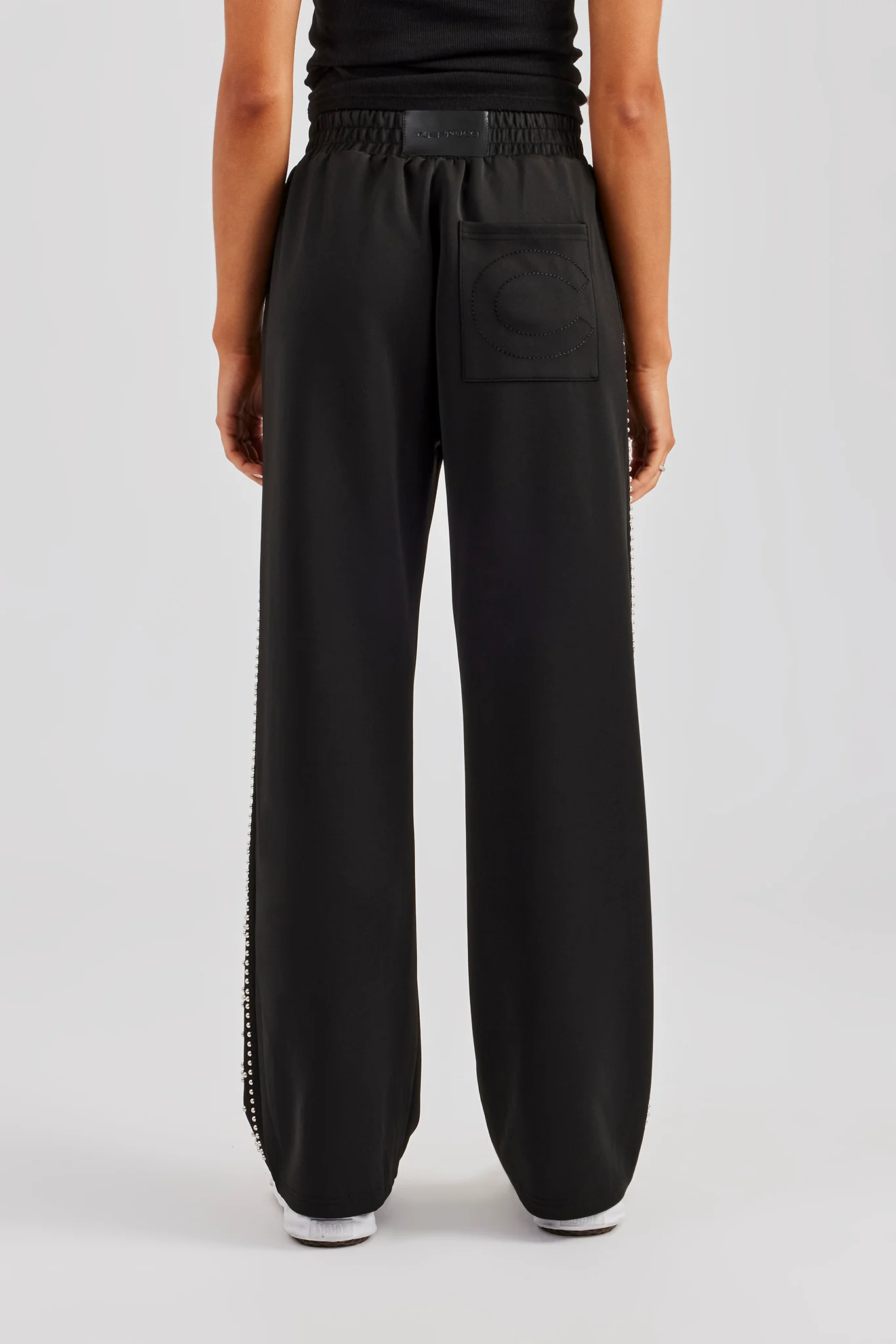 Stud Wide Leg Jogger - Black - Image 4