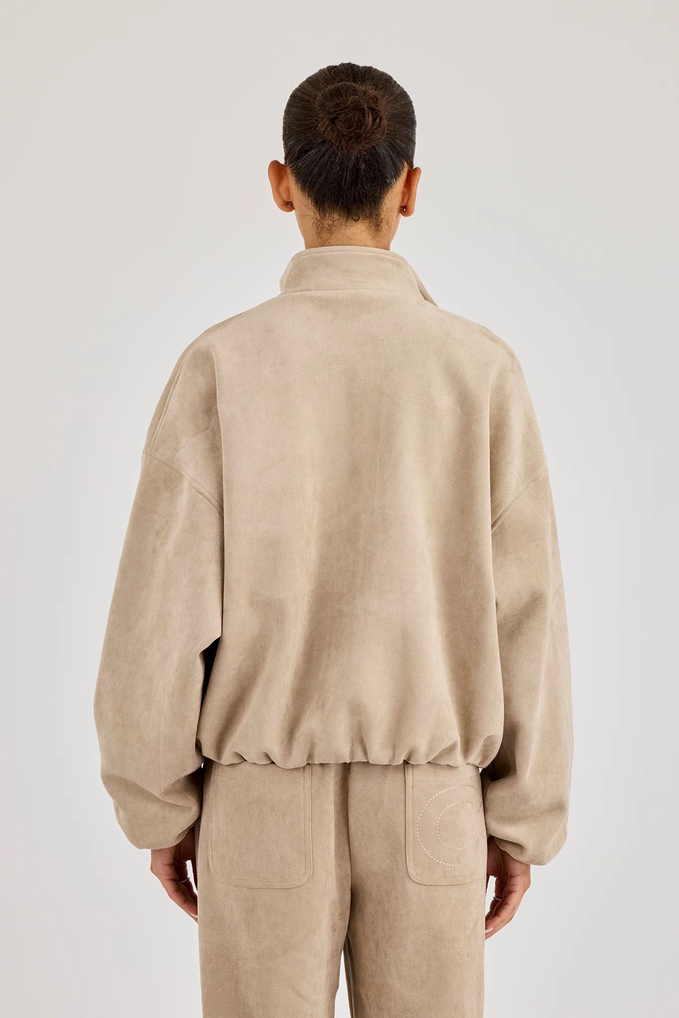 Suede Biker Jacket - Beige - Image 3