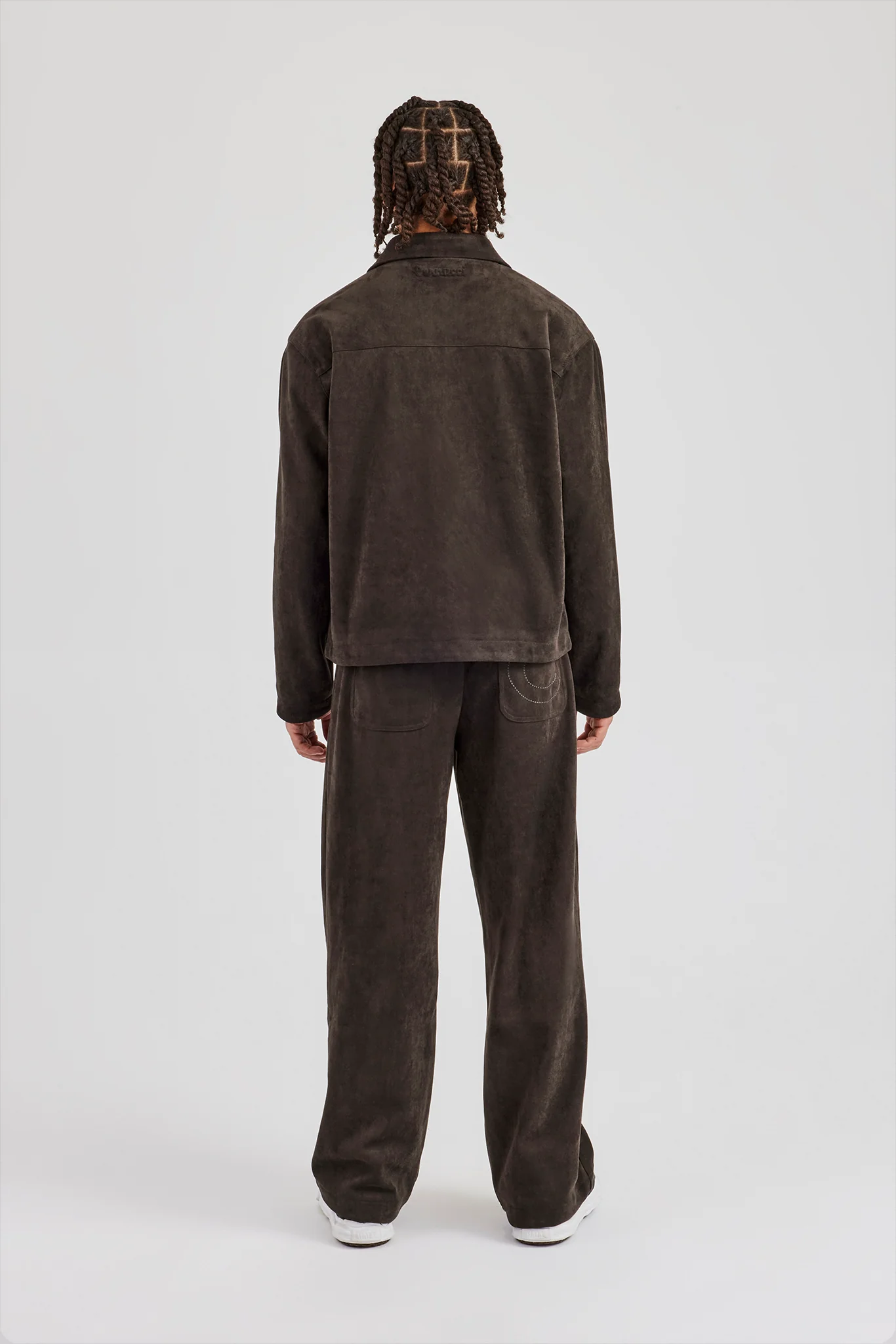 Suede Collared Jacket & Straight Leg Trouser - Charcoal - Image 4