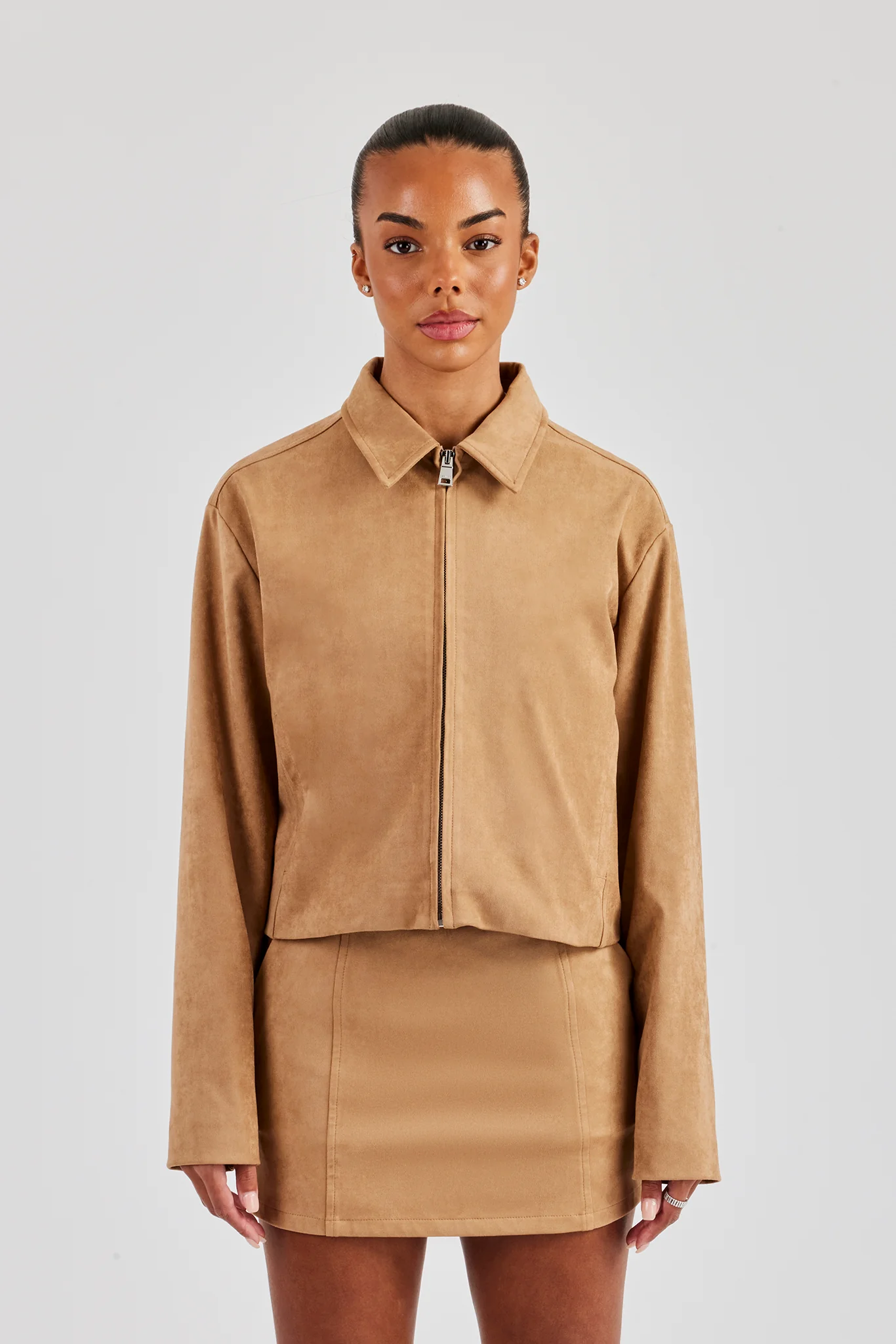 Suede Mini Skirt - Beige - Image 5