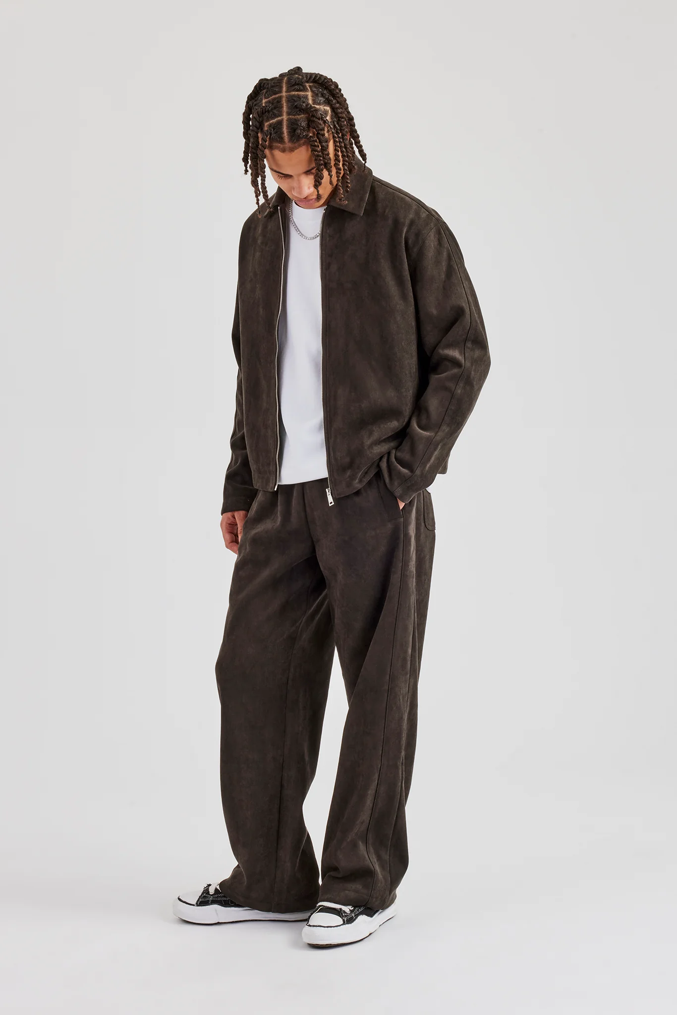 Suede Relaxed Jogger - Charcoal - Image 3