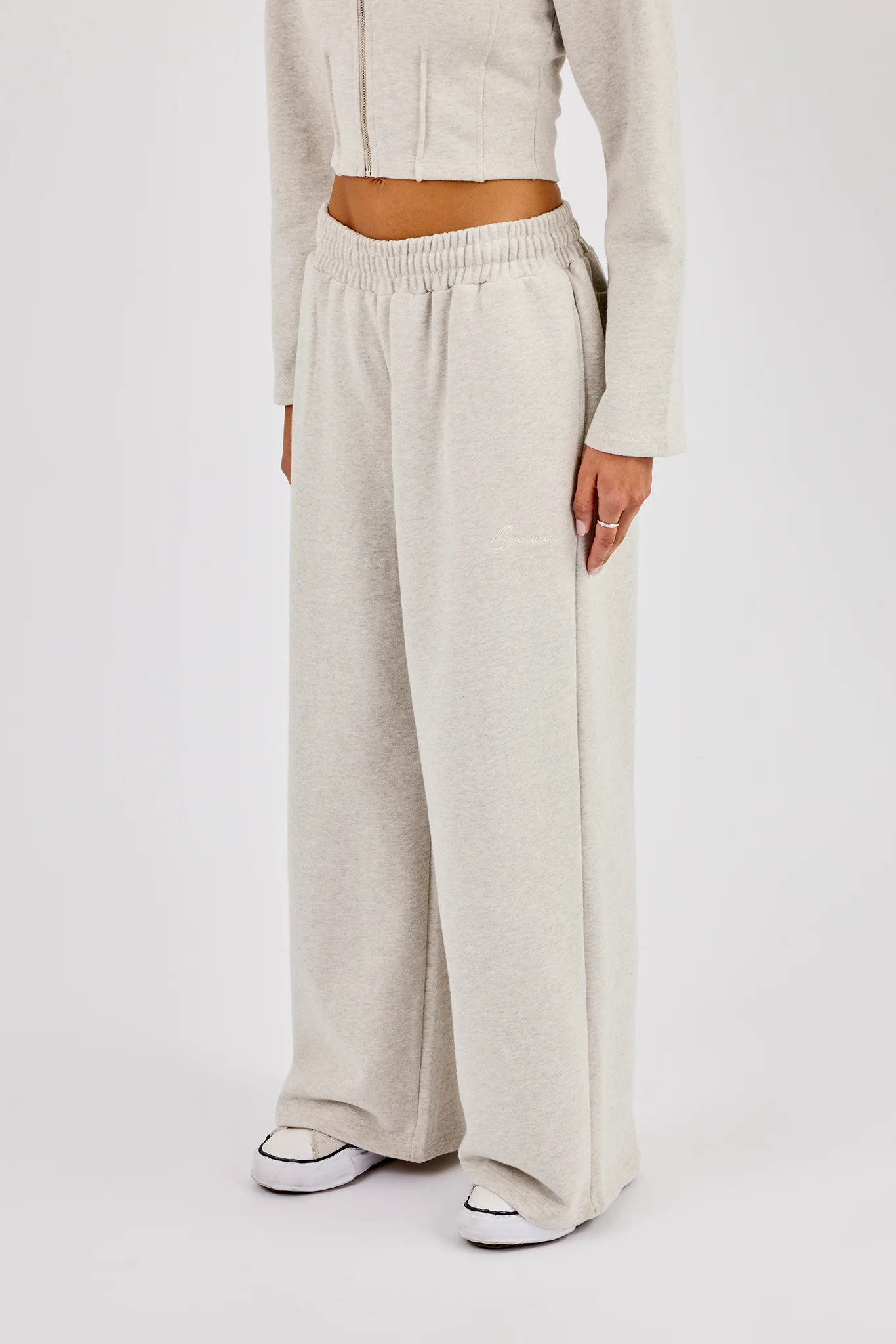Super Baggy Wide Leg Jogger - Grey Marl