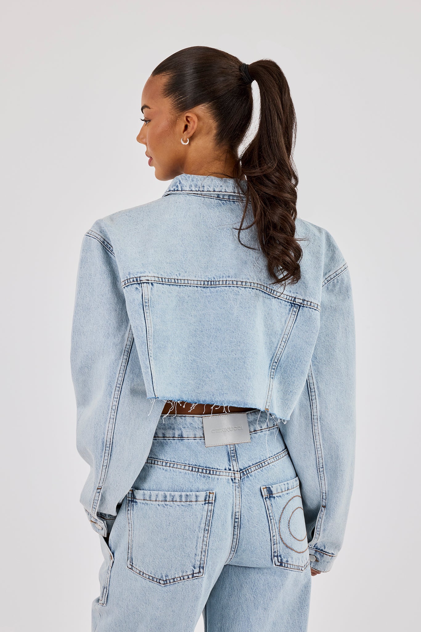 Super Cropped Denim Jacket - Light Blue - Image 3
