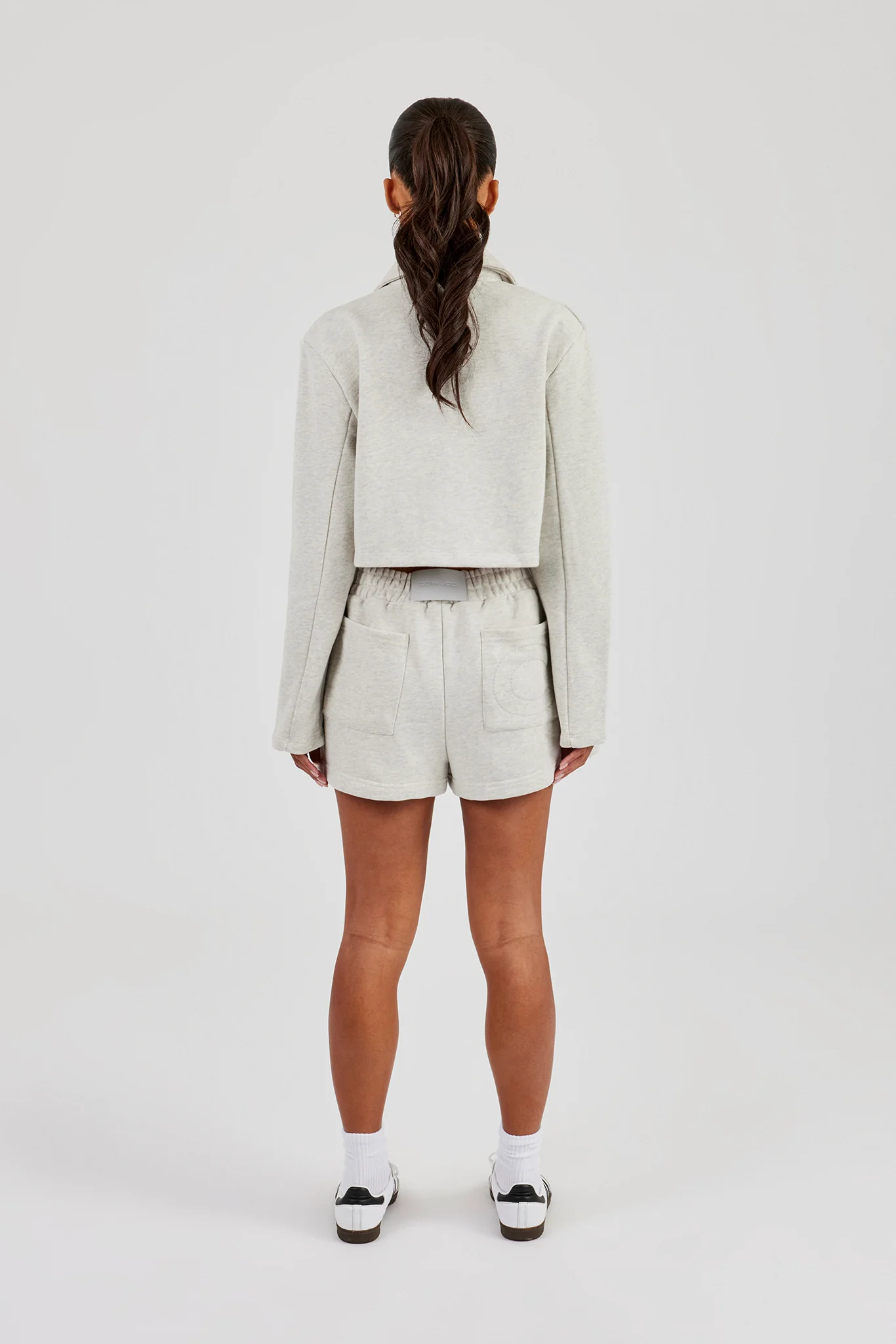 Tailored Harrington Jacket & Embroidered Short - Ash Grey - Image 3