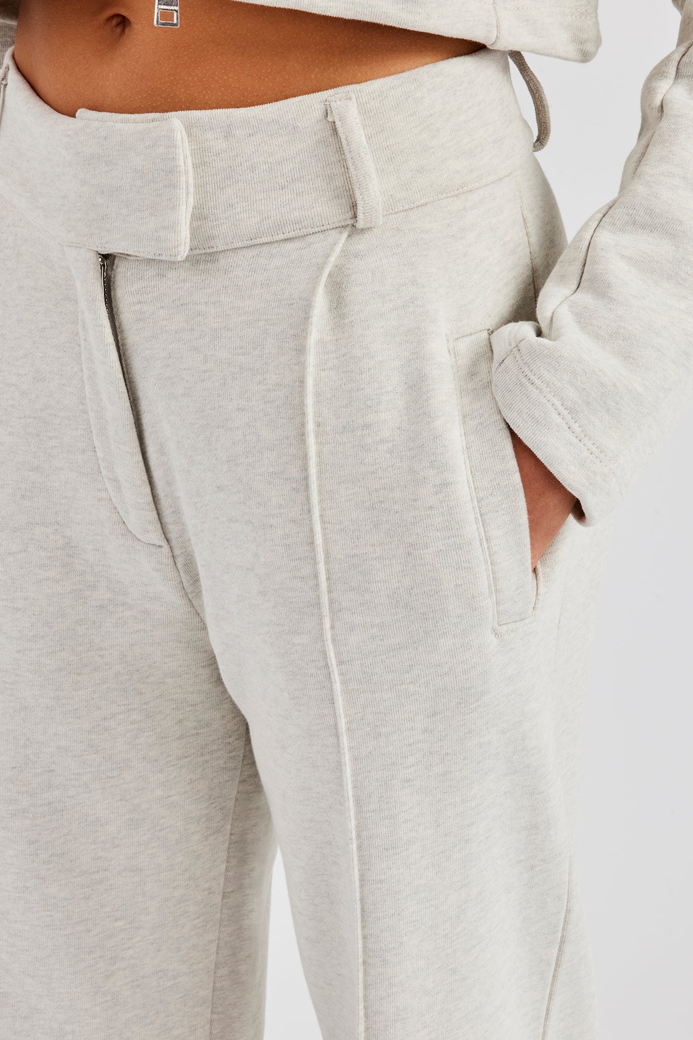 Tailored Jersey Wide Leg Trouser - Ash Grey - Image 3