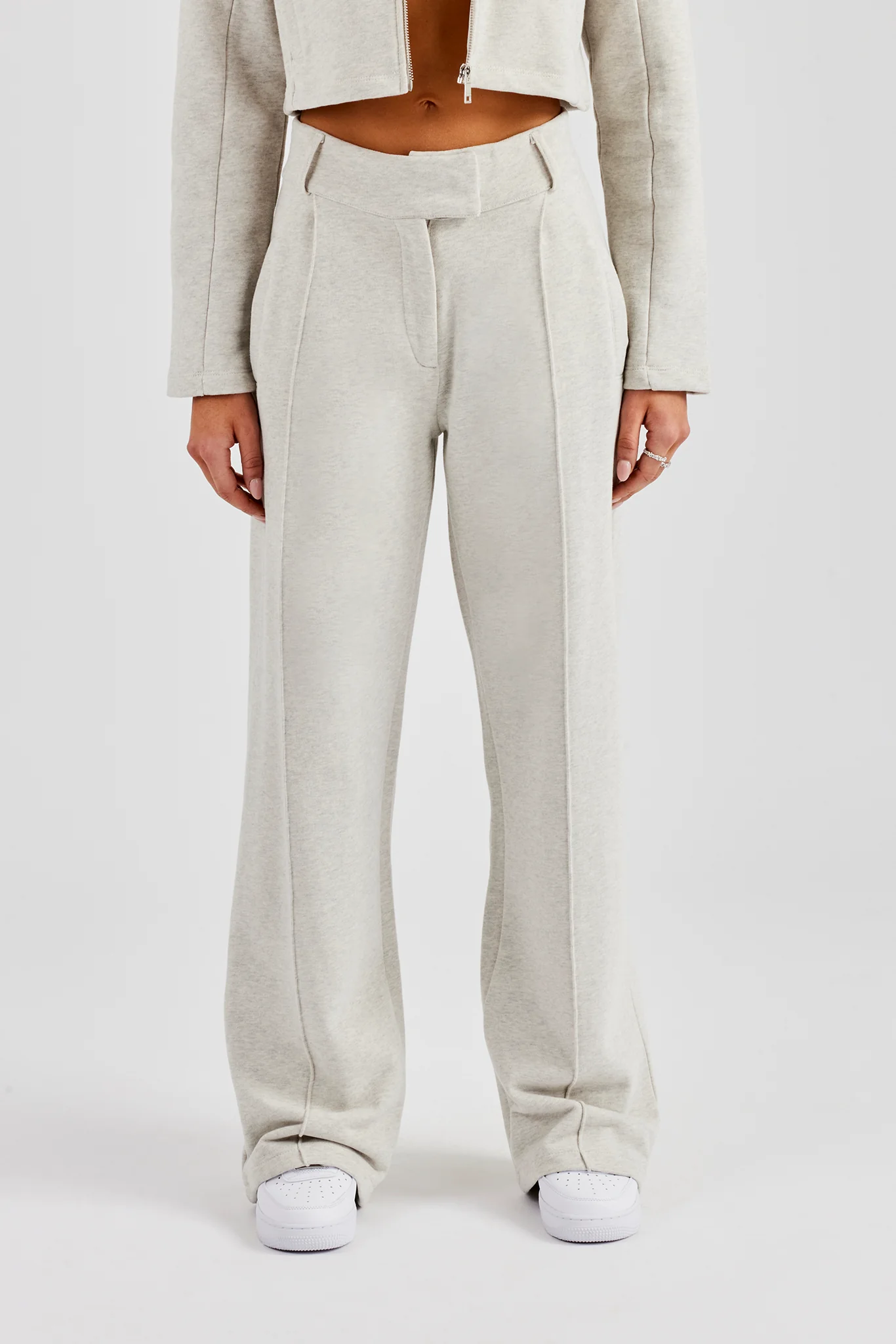 Tailored Jersey Wide Leg Trouser - Ash Grey - Image 4