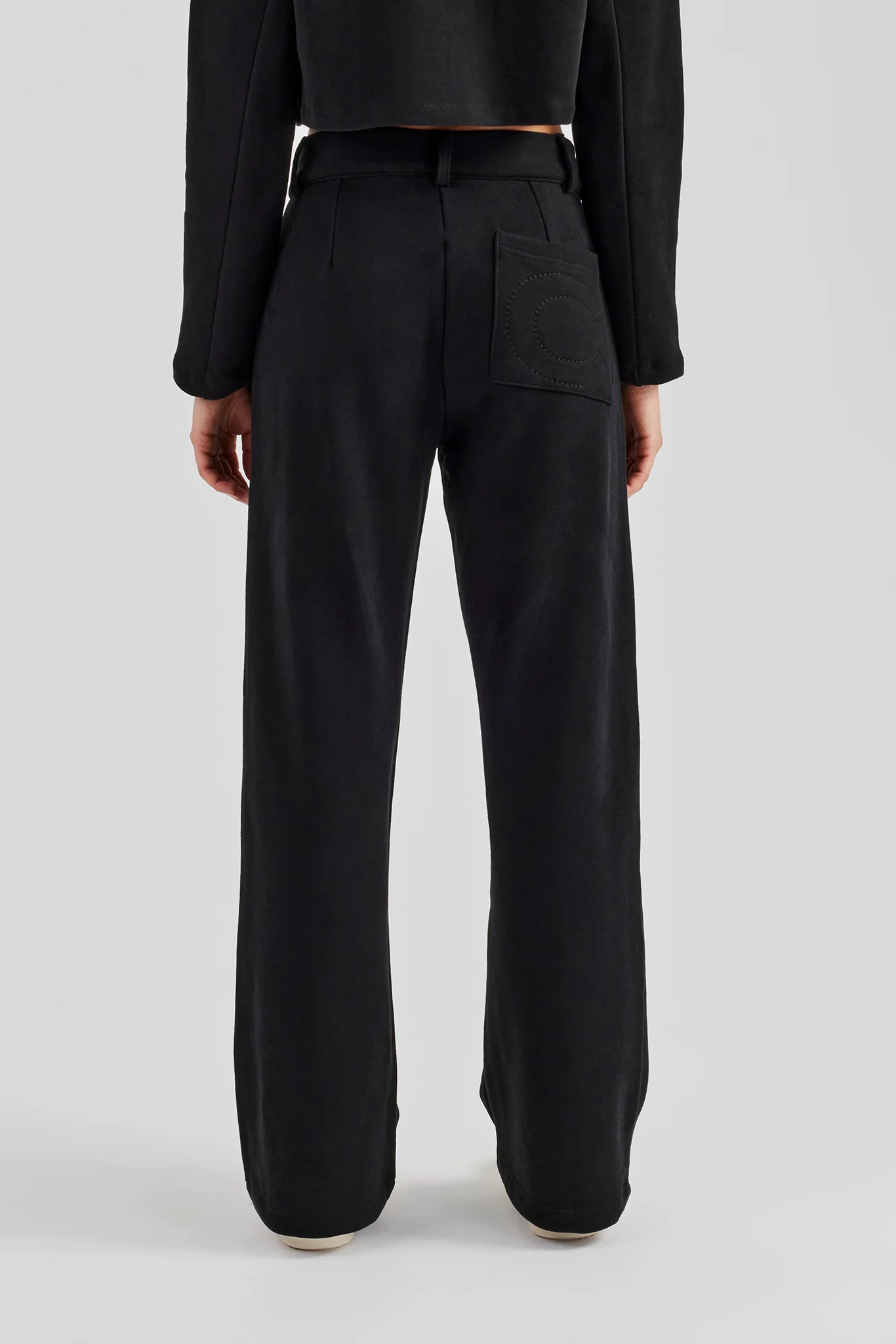 Tailored Jersey Wide Leg Trouser - Black - Image 4