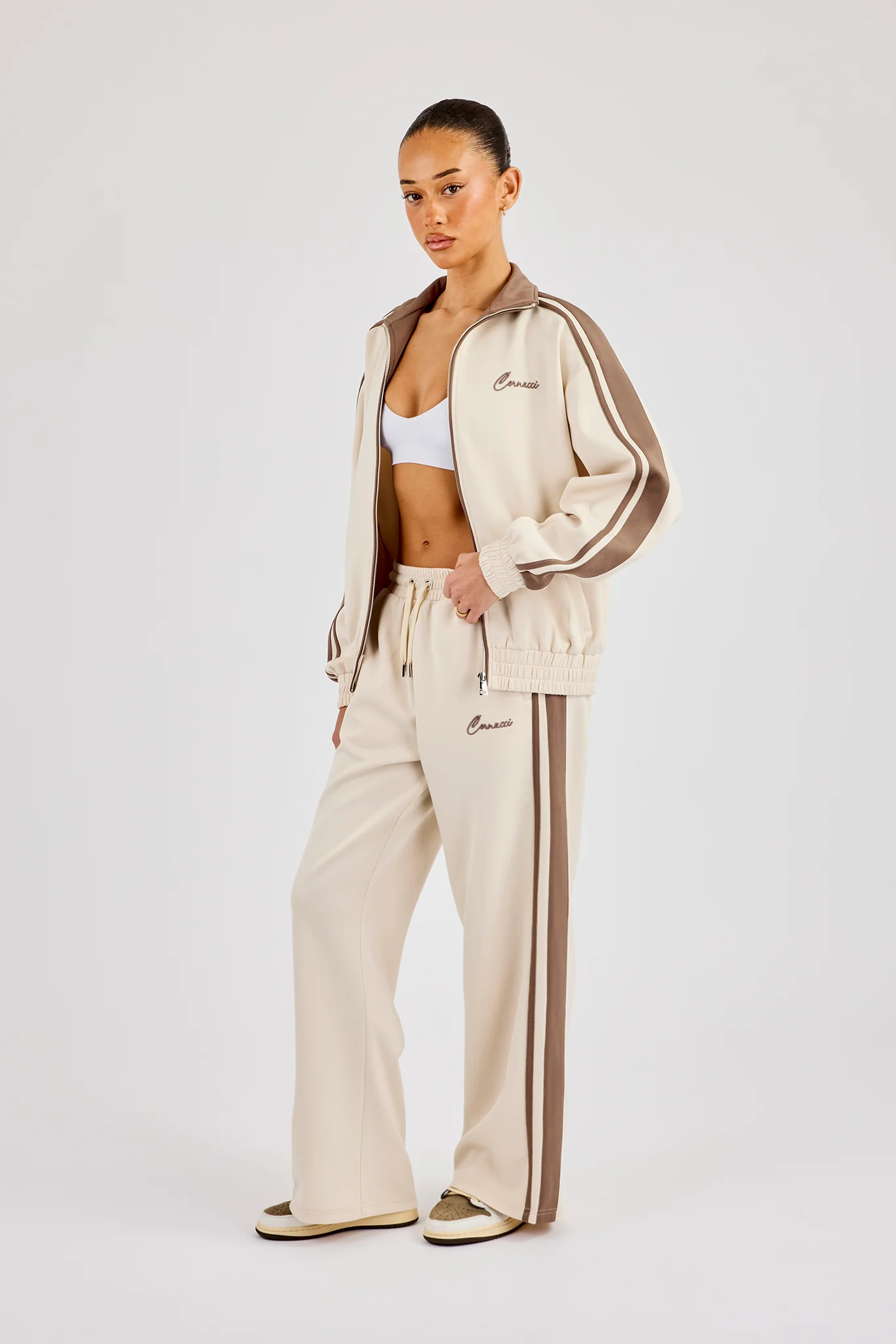 Taping Contrast Collar Tracksuit - Off White