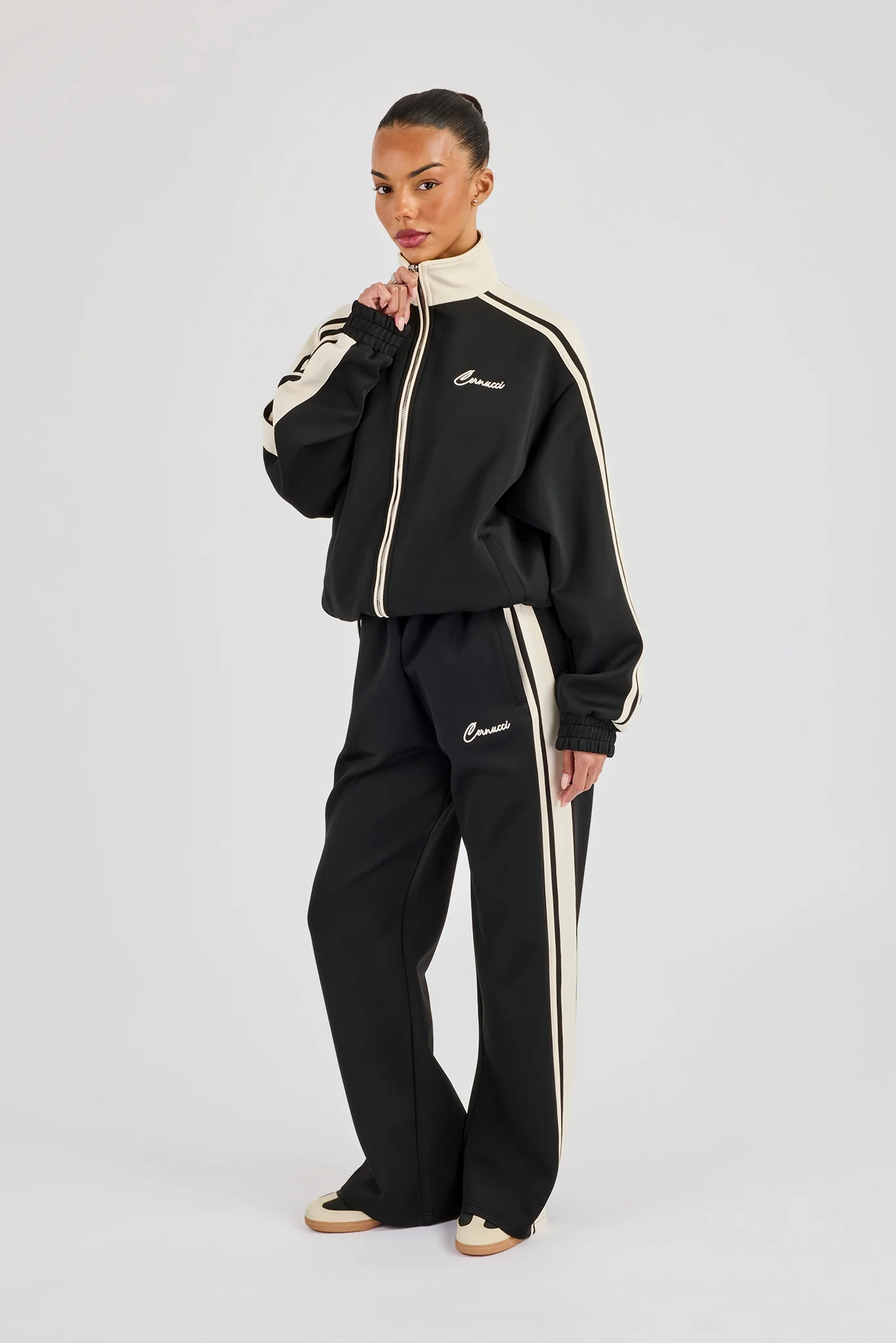 Taping Contrast Track Jacket & Pant - Black - Image 4