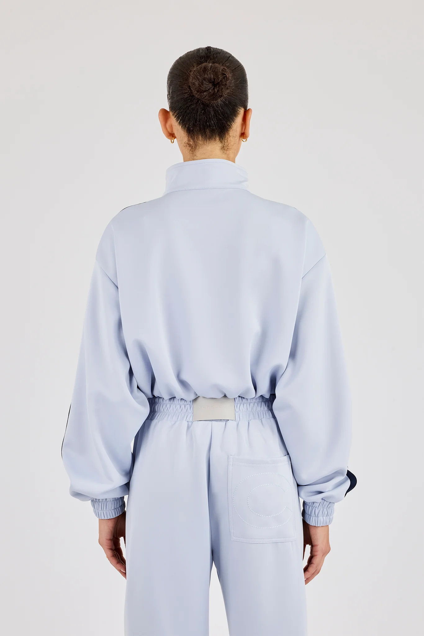 Taping Cropped Funnel Neck Jacket - Light Blue - Image 4