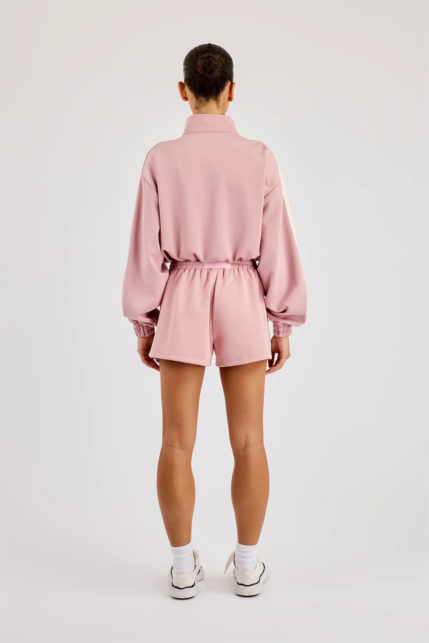 Taping Cropped Funnel Neck Zip Through & Short - Dusty Pink - Image 4