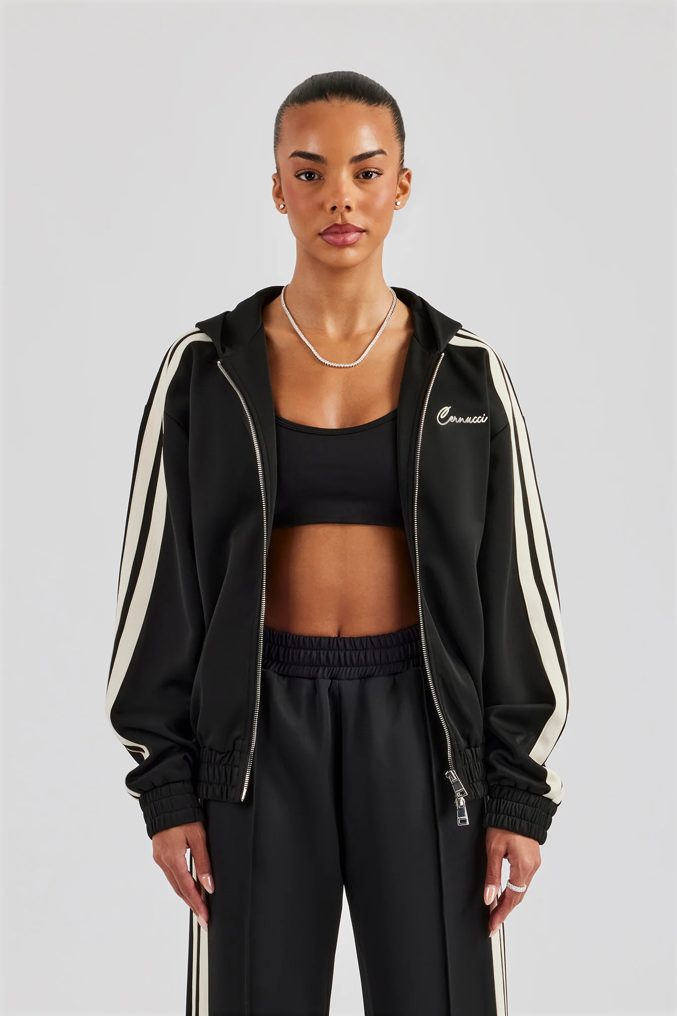 Taping Hooded Jacket - Black - Image 3