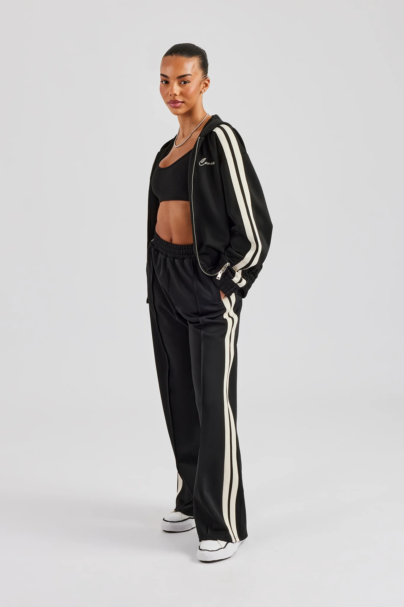 Taping Hooded Jacket - Black - Image 7
