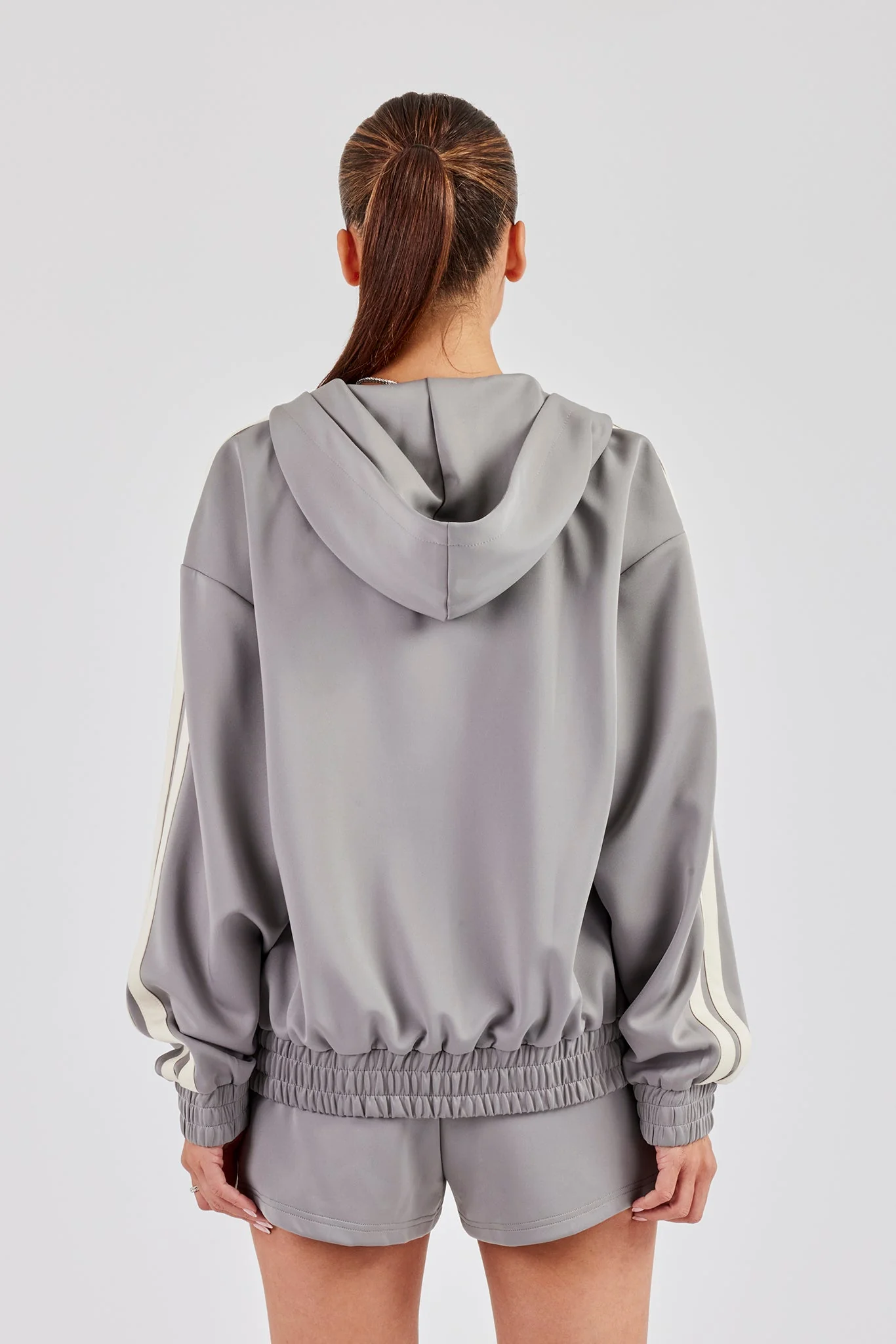 Taping Hooded Jacket - Grey - Image 4