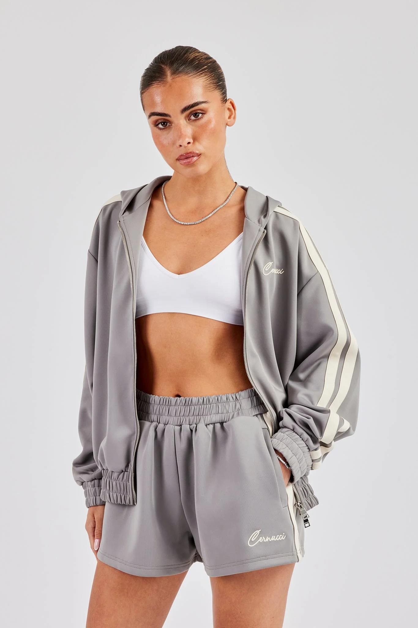 Taping Hooded Jacket - Grey - Image 7