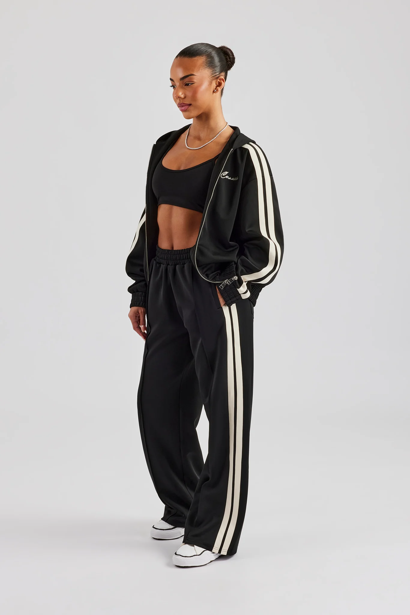 Taping Hooded Tracksuit - Black - Image 4