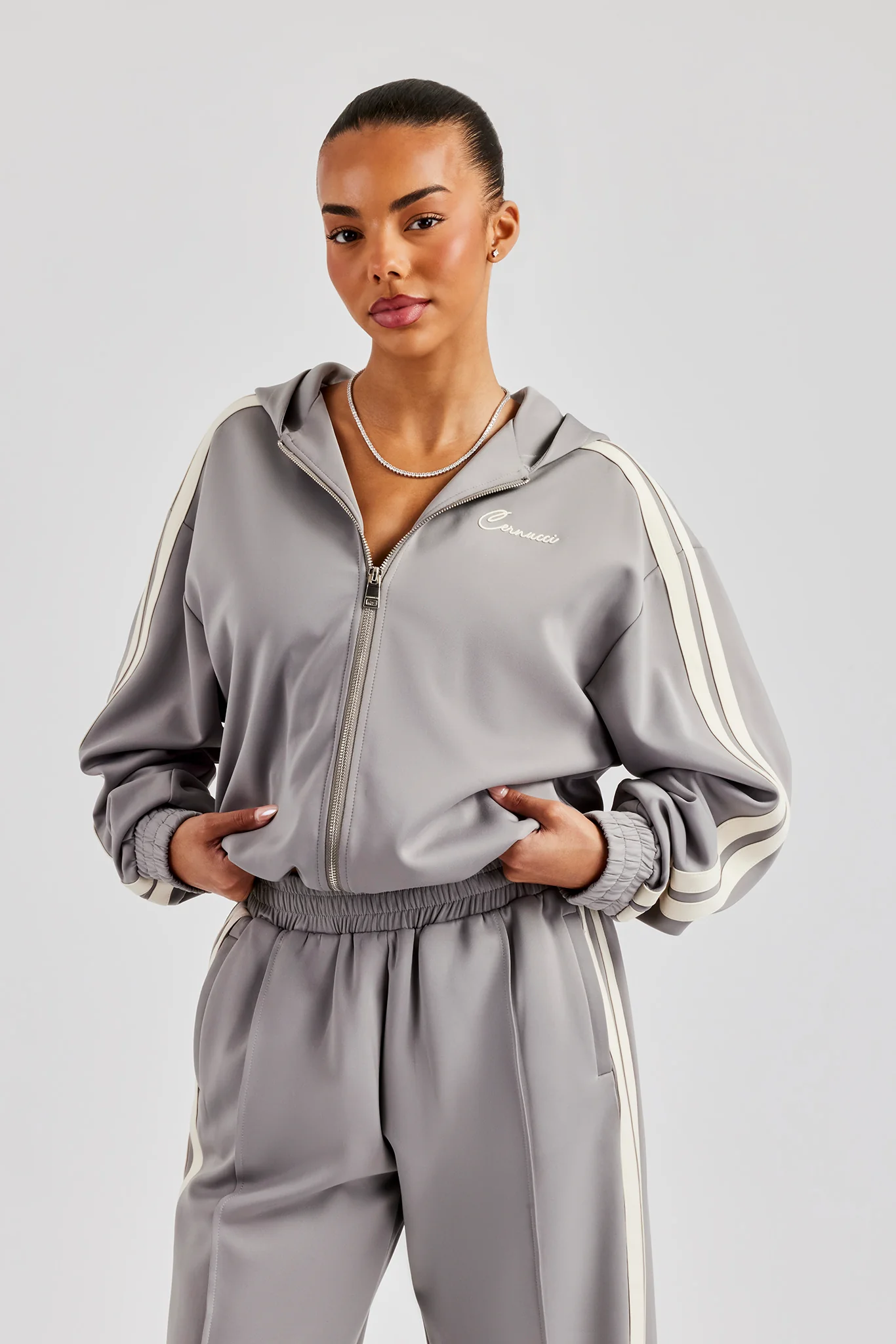 Taping Hooded Tracksuit - Grey - Image 14
