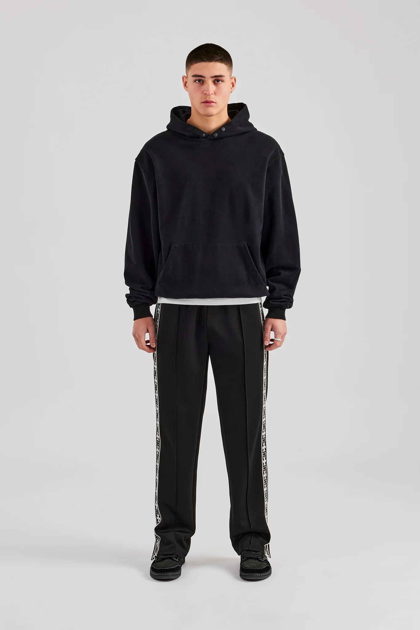 Taping Split Hem Track Pant - Black - Image 4