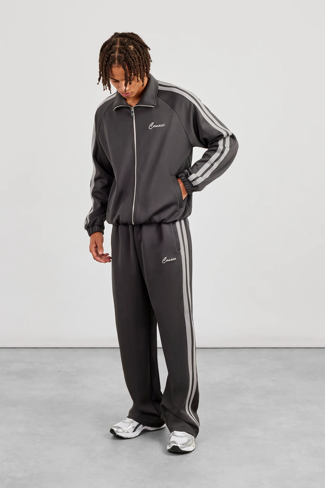 Taping Track Jacket & Relaxed Track Pant - Charcoal