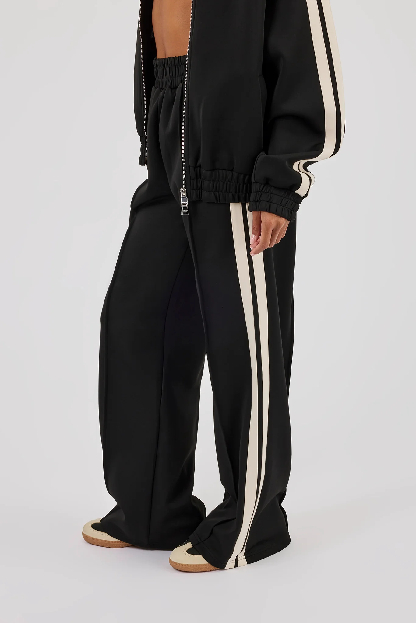 Taping Wide Leg Track Pant - Black - Image 2