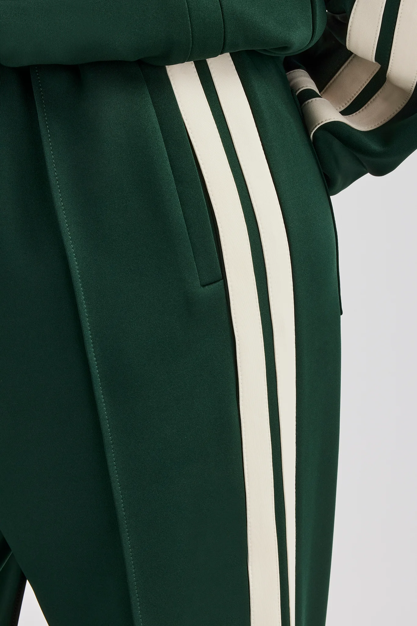 Taping Wide Leg Track Pant - Bottle Green - Image 3