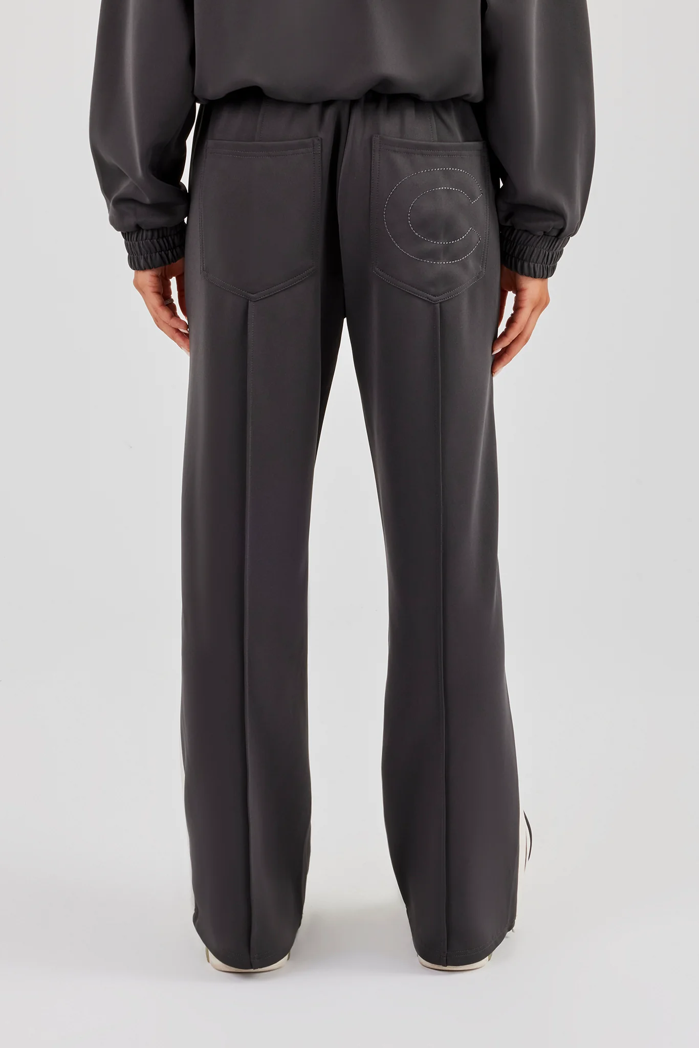 Taping Wide Leg Track Pant - Charcoal - Image 4