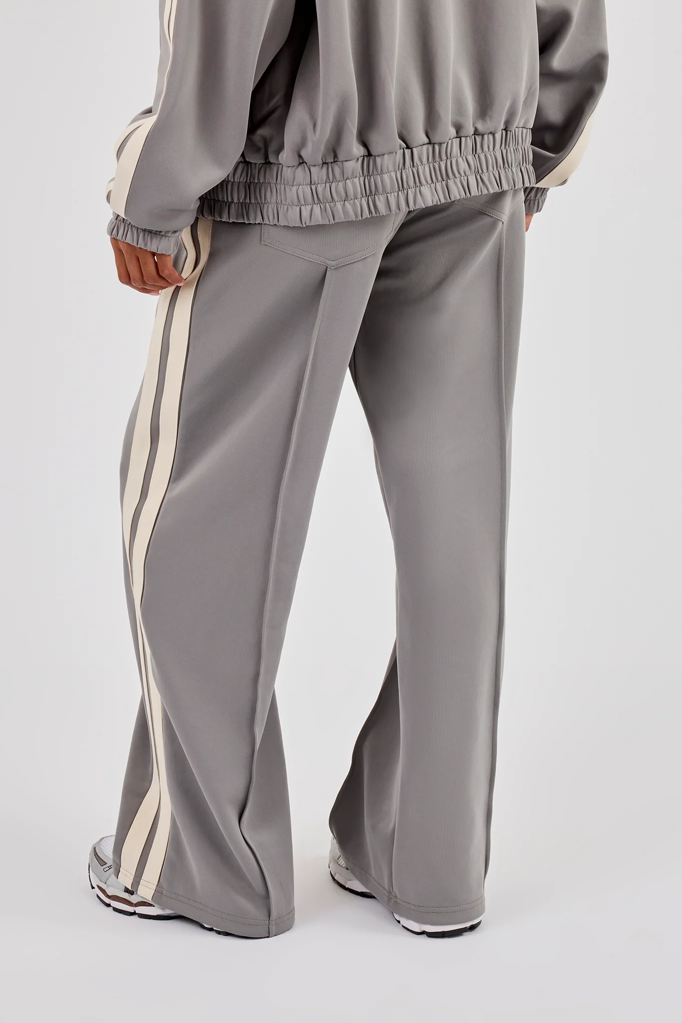 Taping Wide Leg Track Pant - Grey - Image 3