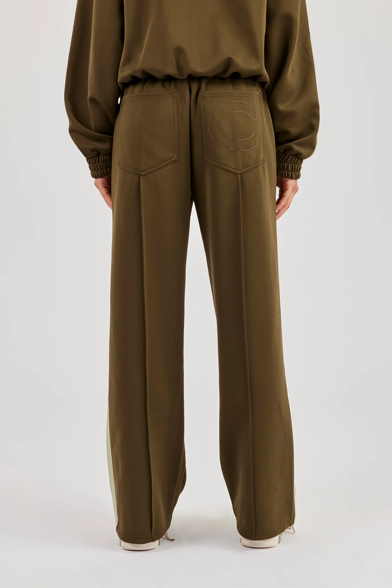 Taping Wide Leg Track Pant - Khaki - Image 4