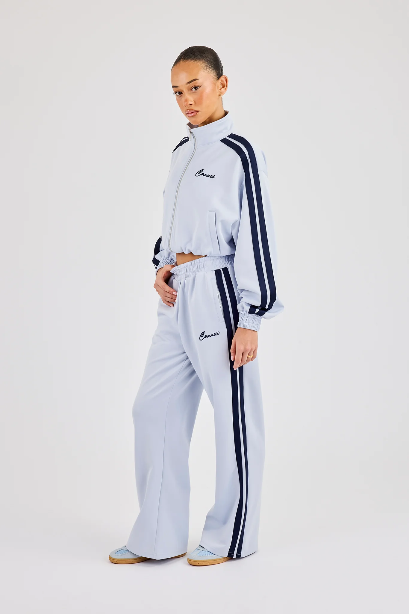 Taping Wide Leg Track Pant - Light Blue - Image 4