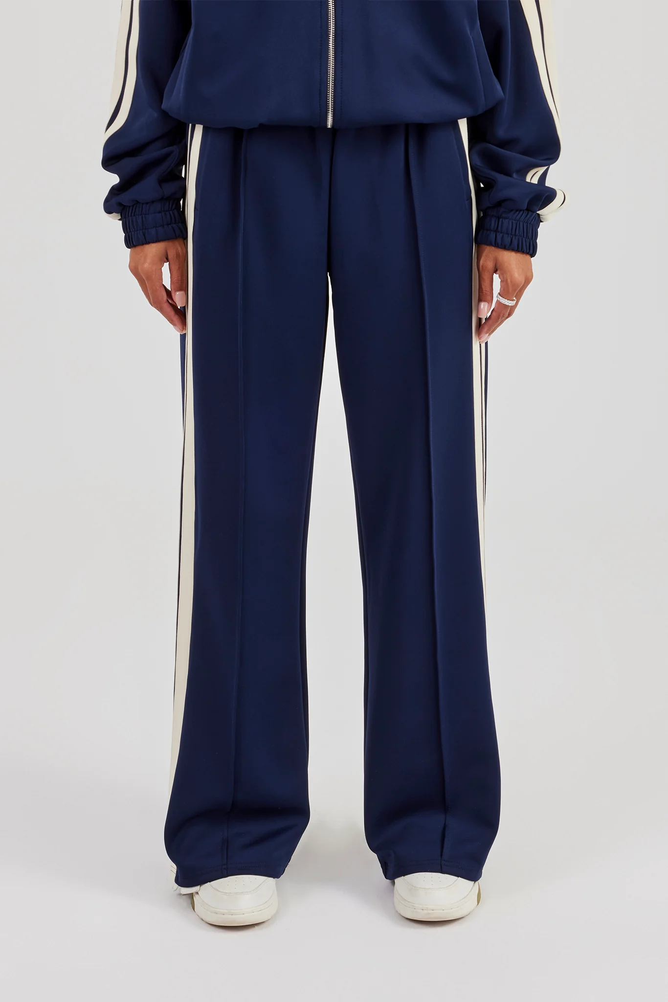 Taping Wide Leg Track Pant - Navy Blue - Image 2