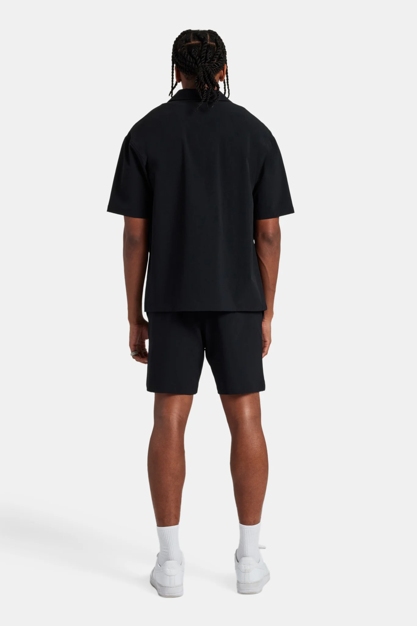 Text Pocket Zip Front Shirt & Short - Black - Image 7