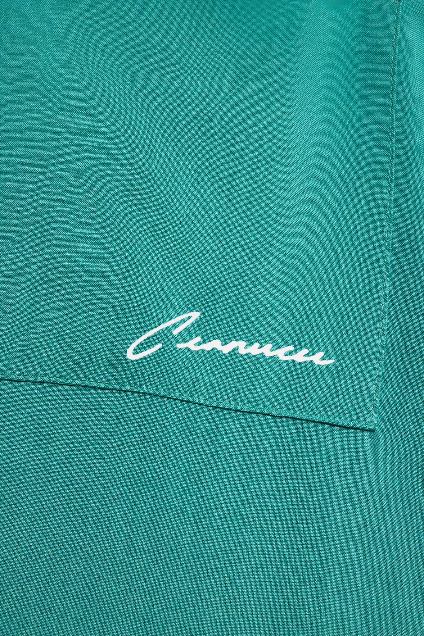 Text Print Bowling Shirt - Green - Image 3