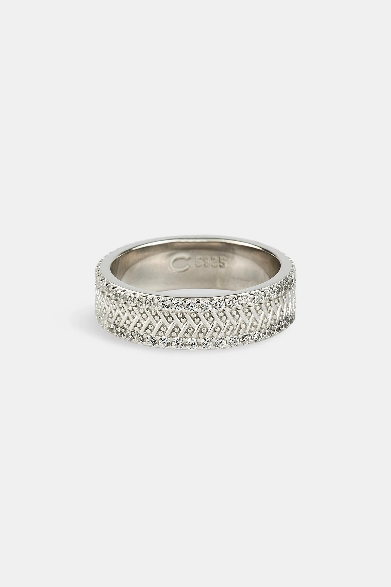 Textured & Iced Band Ring - 6mm - White - Image 2