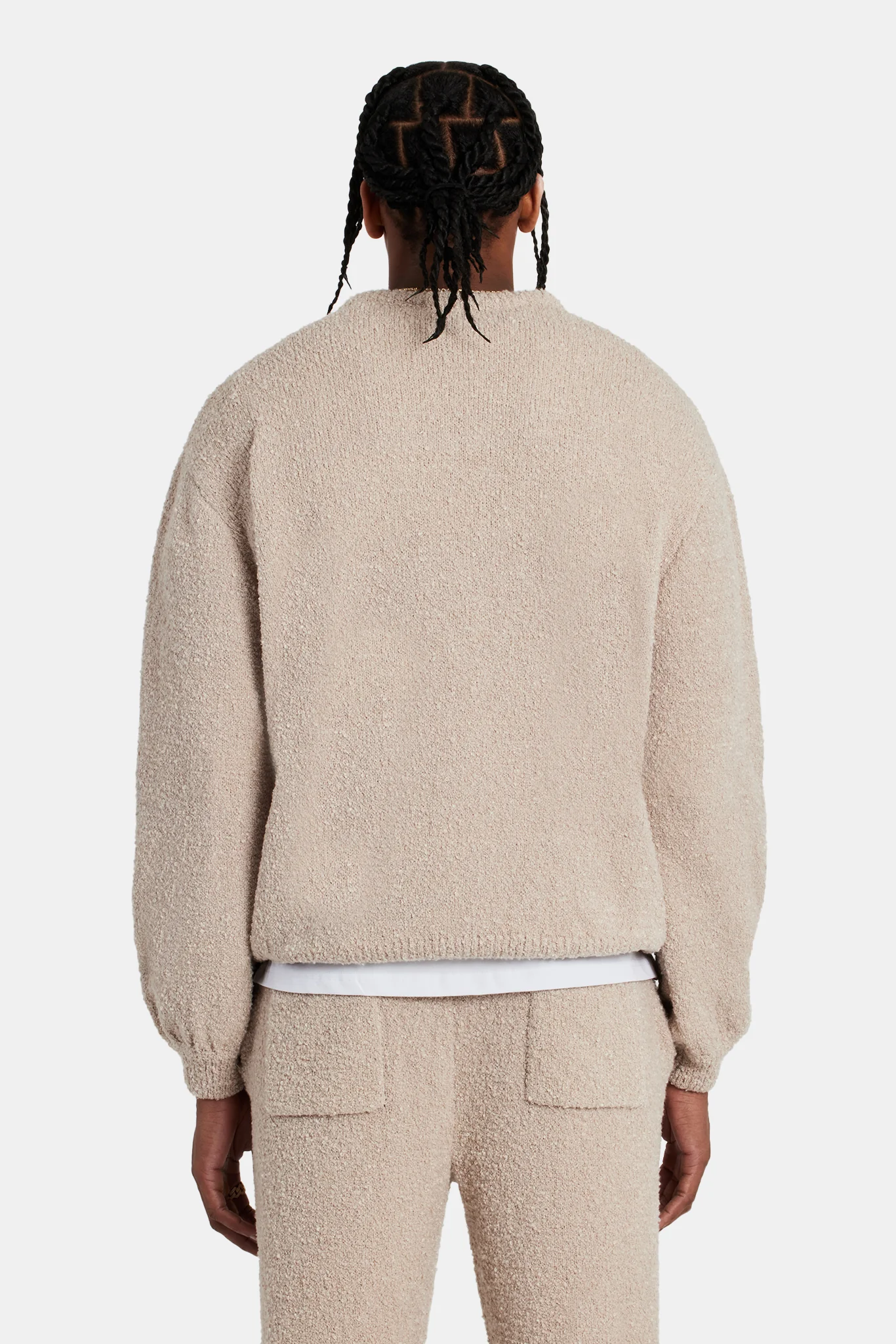 Textured Knitted Sweatshirt - Beige - Image 4