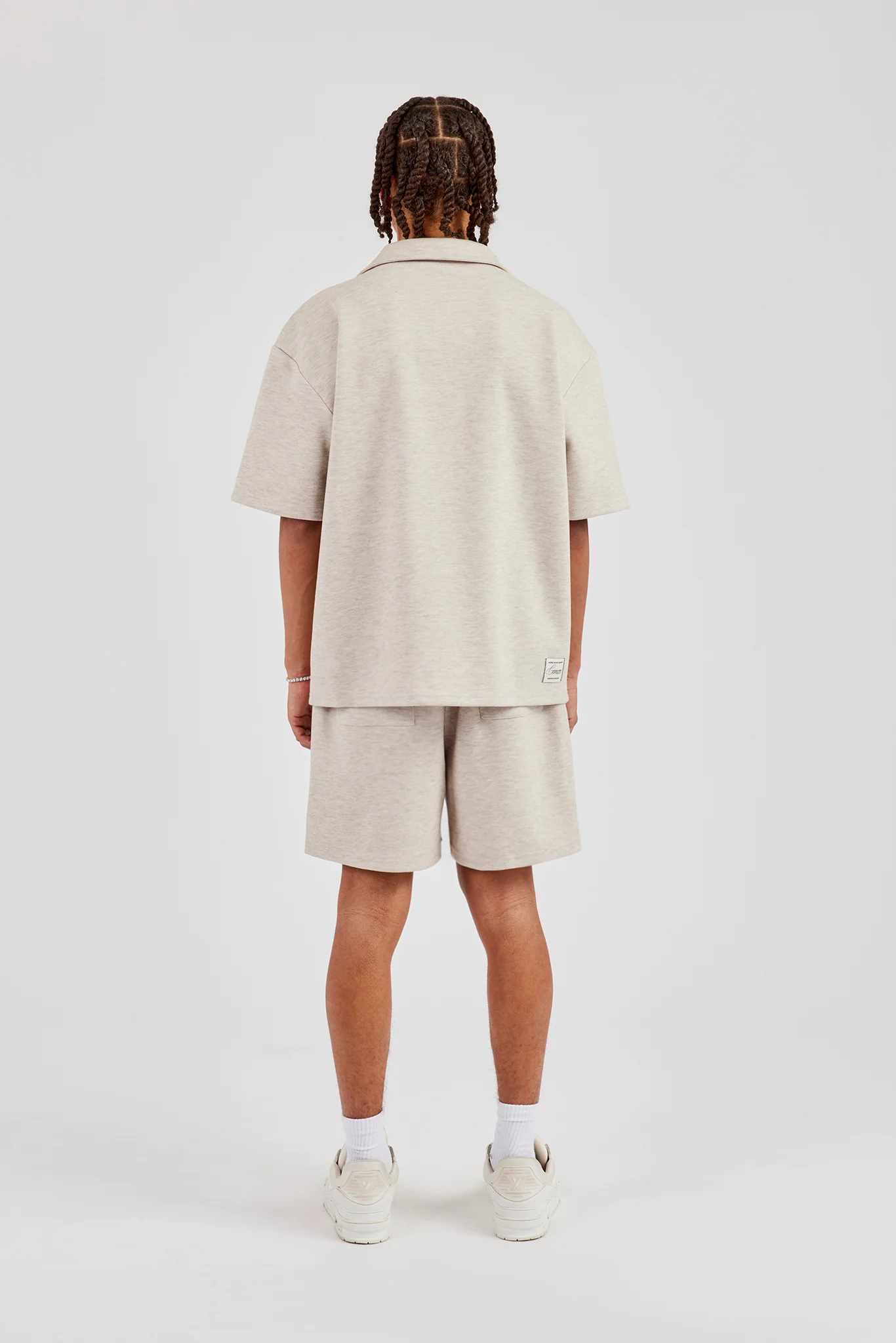 Textured Revere Collar Shirt - Stone - Image 5