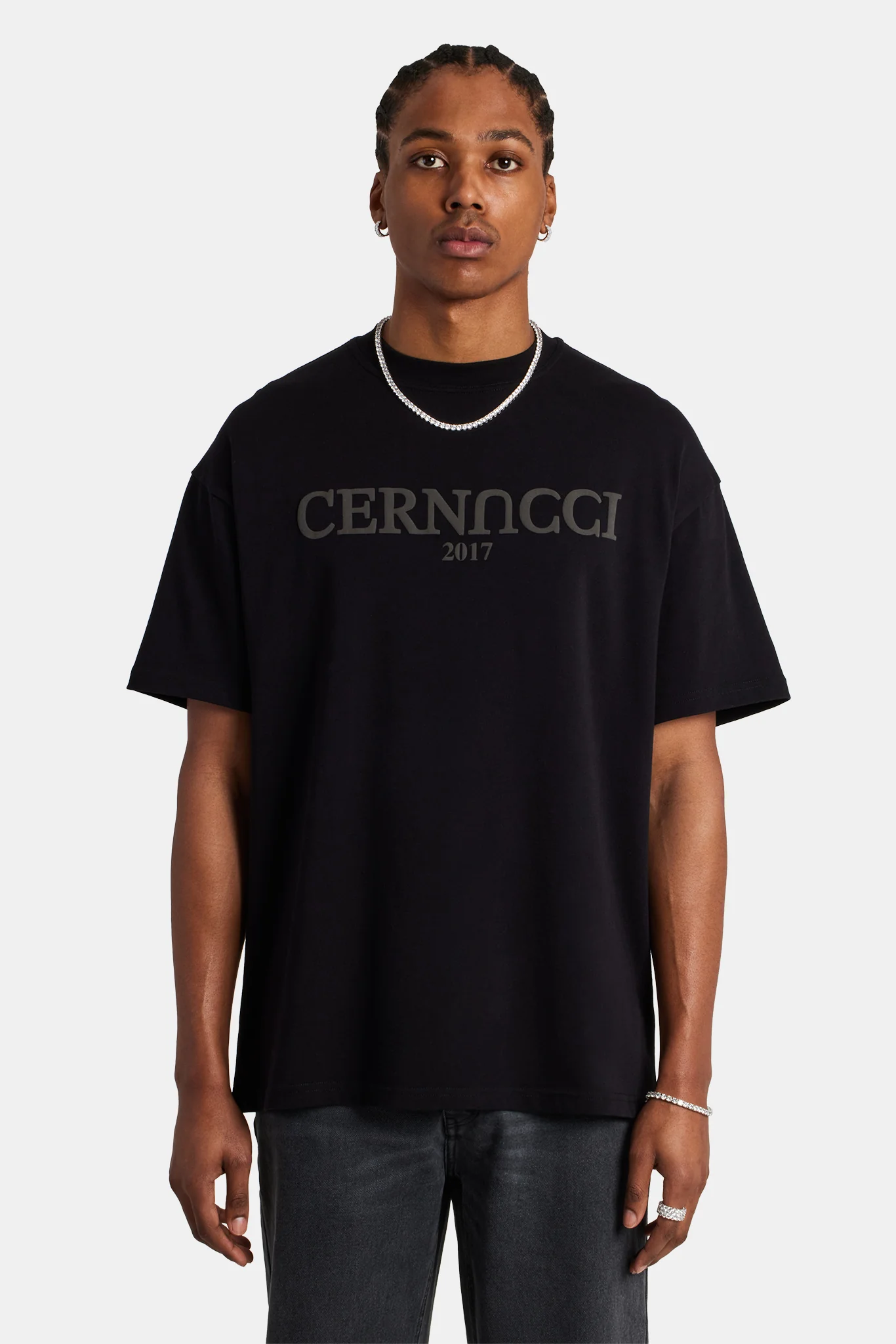 Tonal Logo Oversized T-Shirt - Black - Image 2