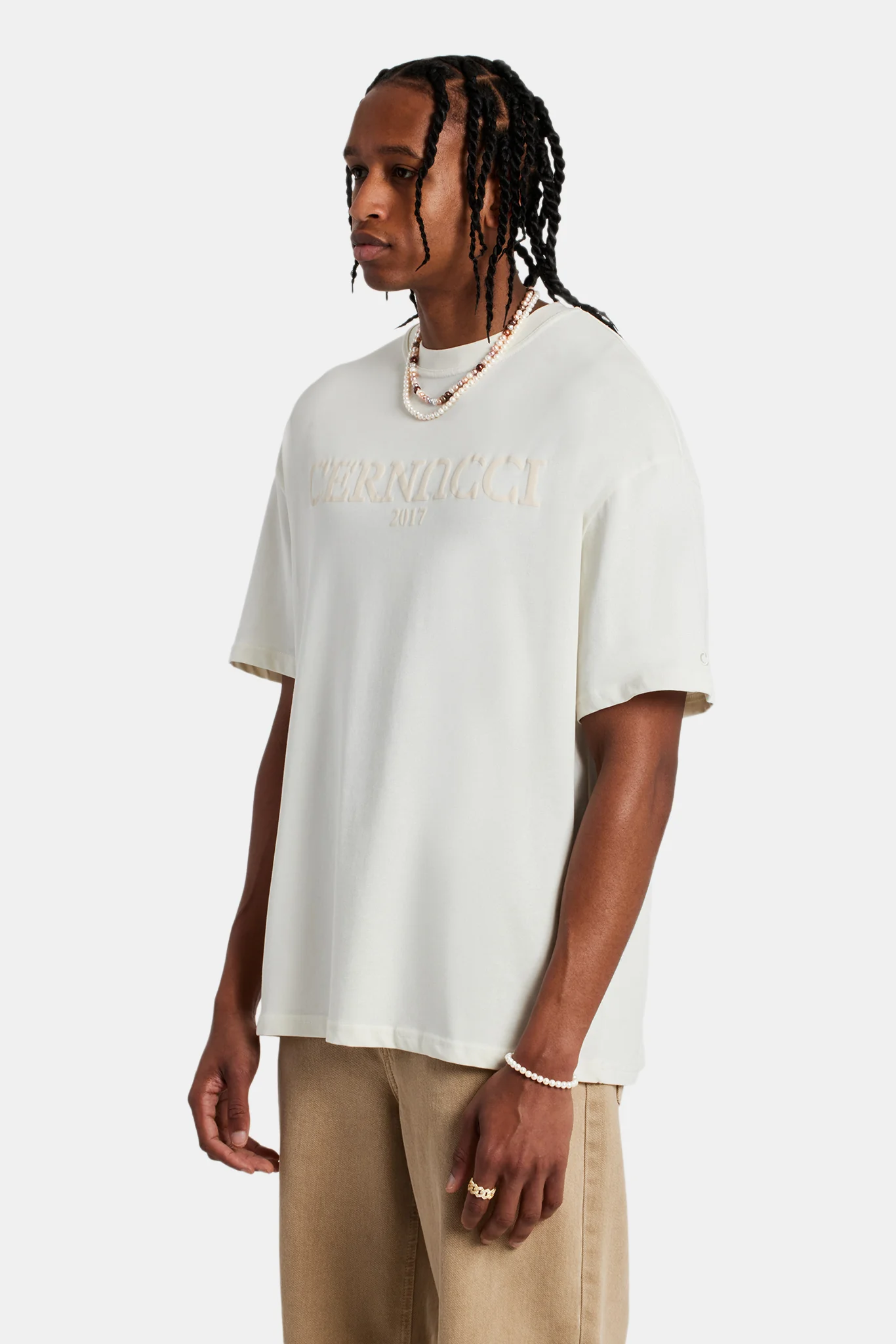 Tonal Logo Oversized T-Shirt - Off White - Image 4