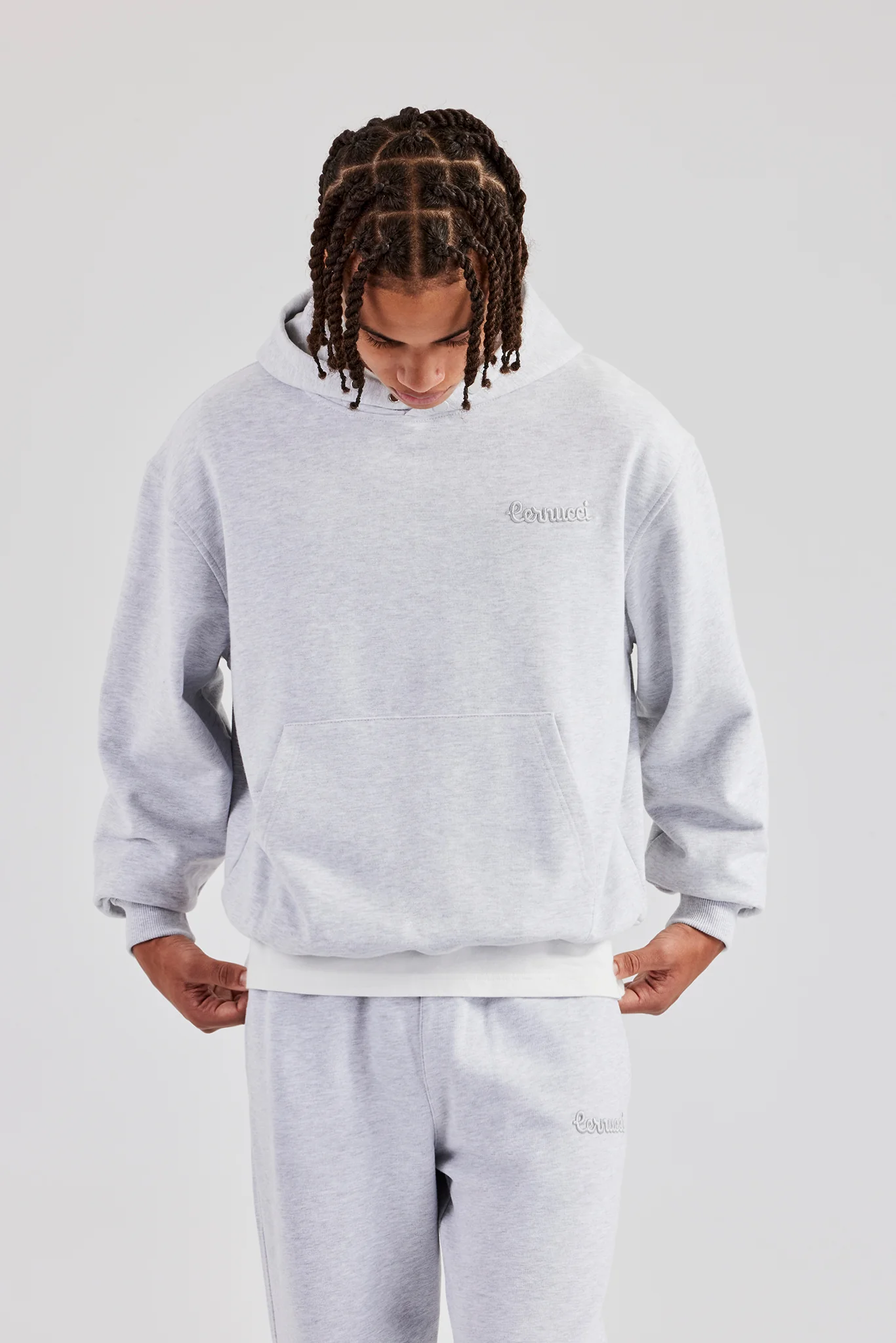 Tonal Oversized Hoodie - Ash Grey - Image 2
