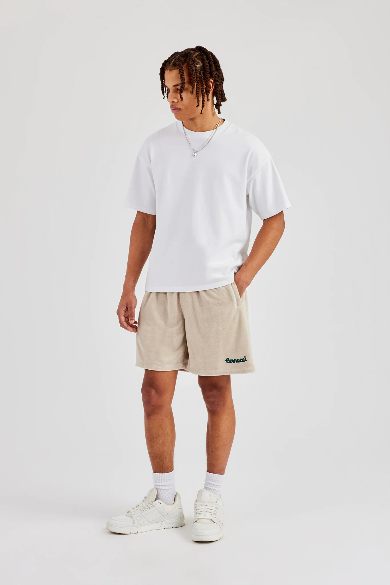 Towelling Relaxed Short - Off White - Image 5