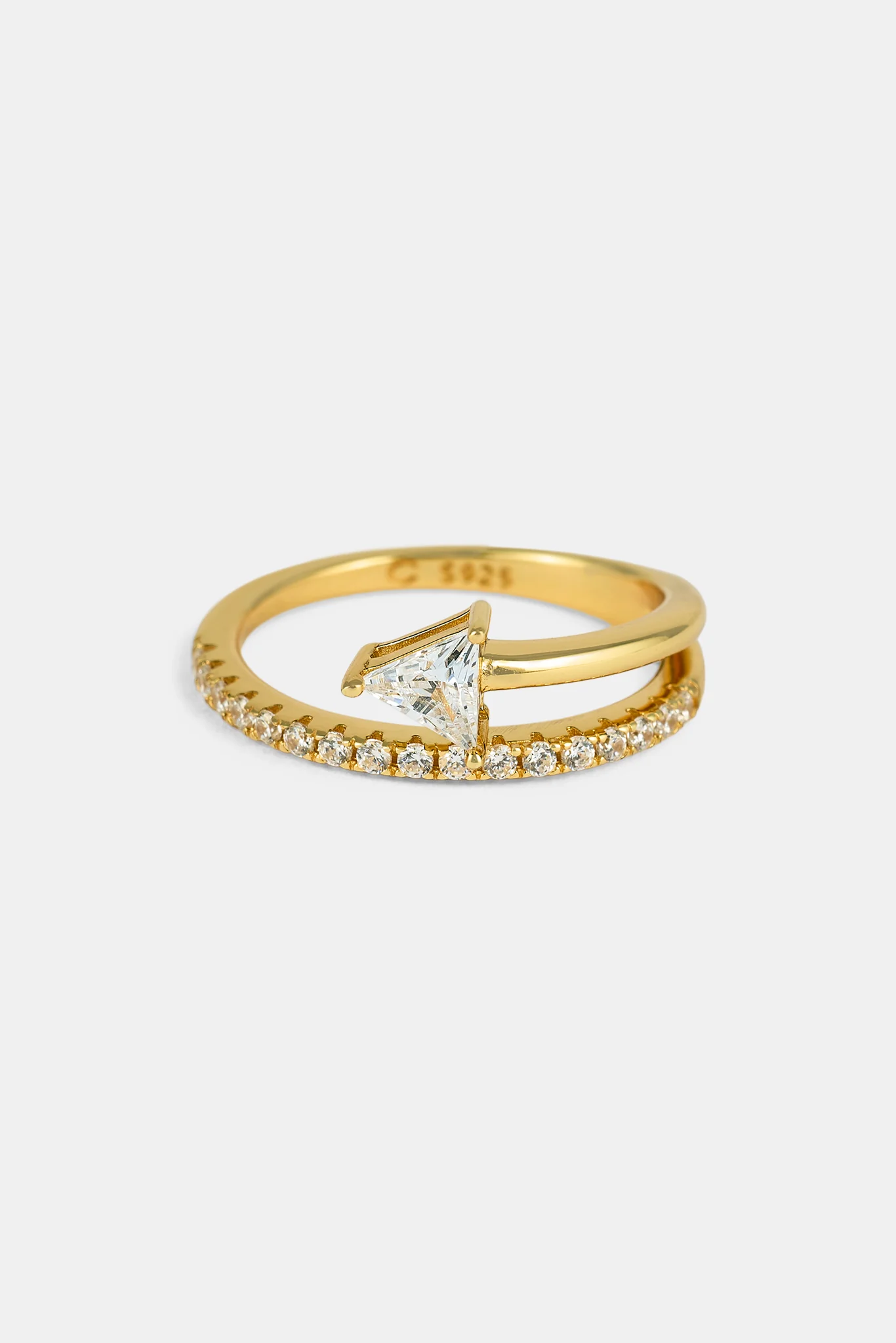 Triangle Iced Band Twist Ring - 1.5mm - Gold - Image 3
