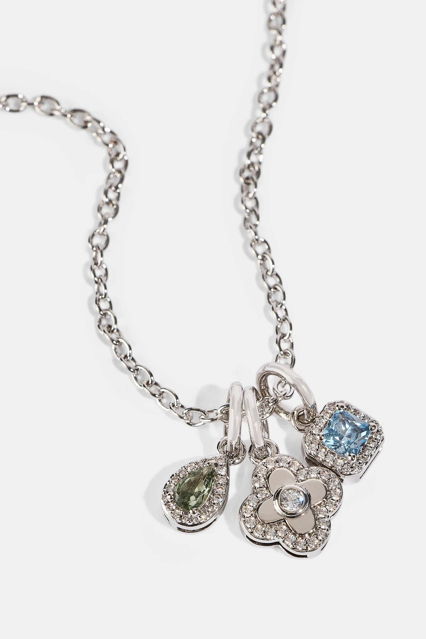 Triple Motif and Multigem Necklace - 10mm - White - Image 3