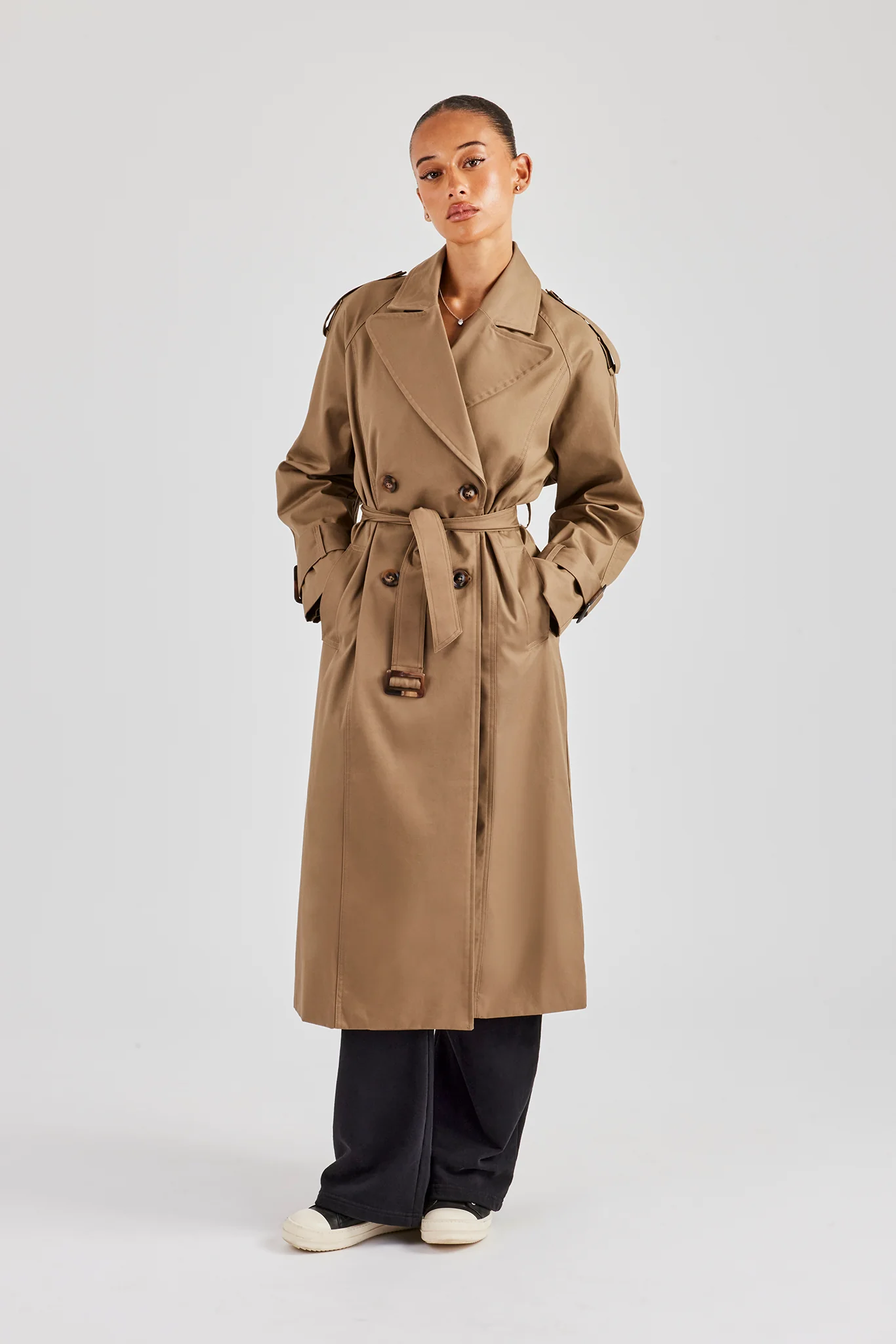 Twill Trench Coat - Taupe - Image 2