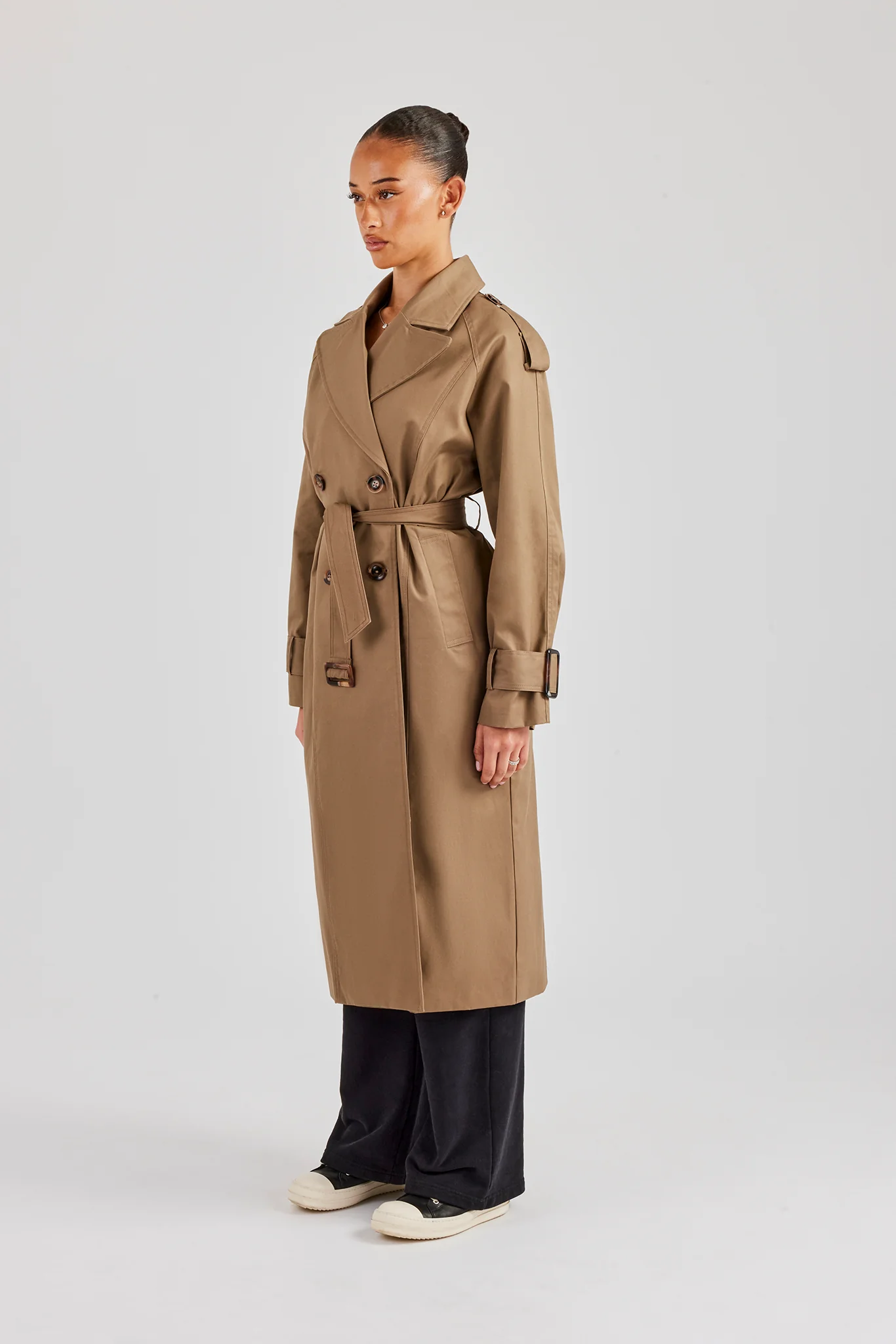 Twill Trench Coat - Taupe - Image 3