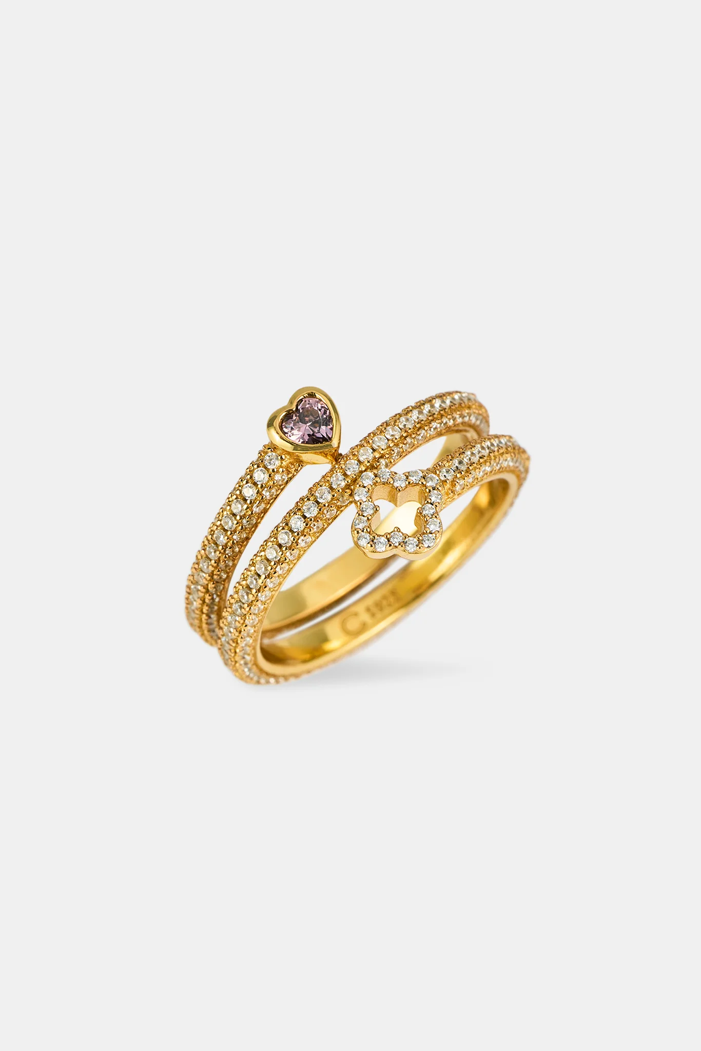 Twist Heart & Motif Ring - 6mm - Gold - Image 3