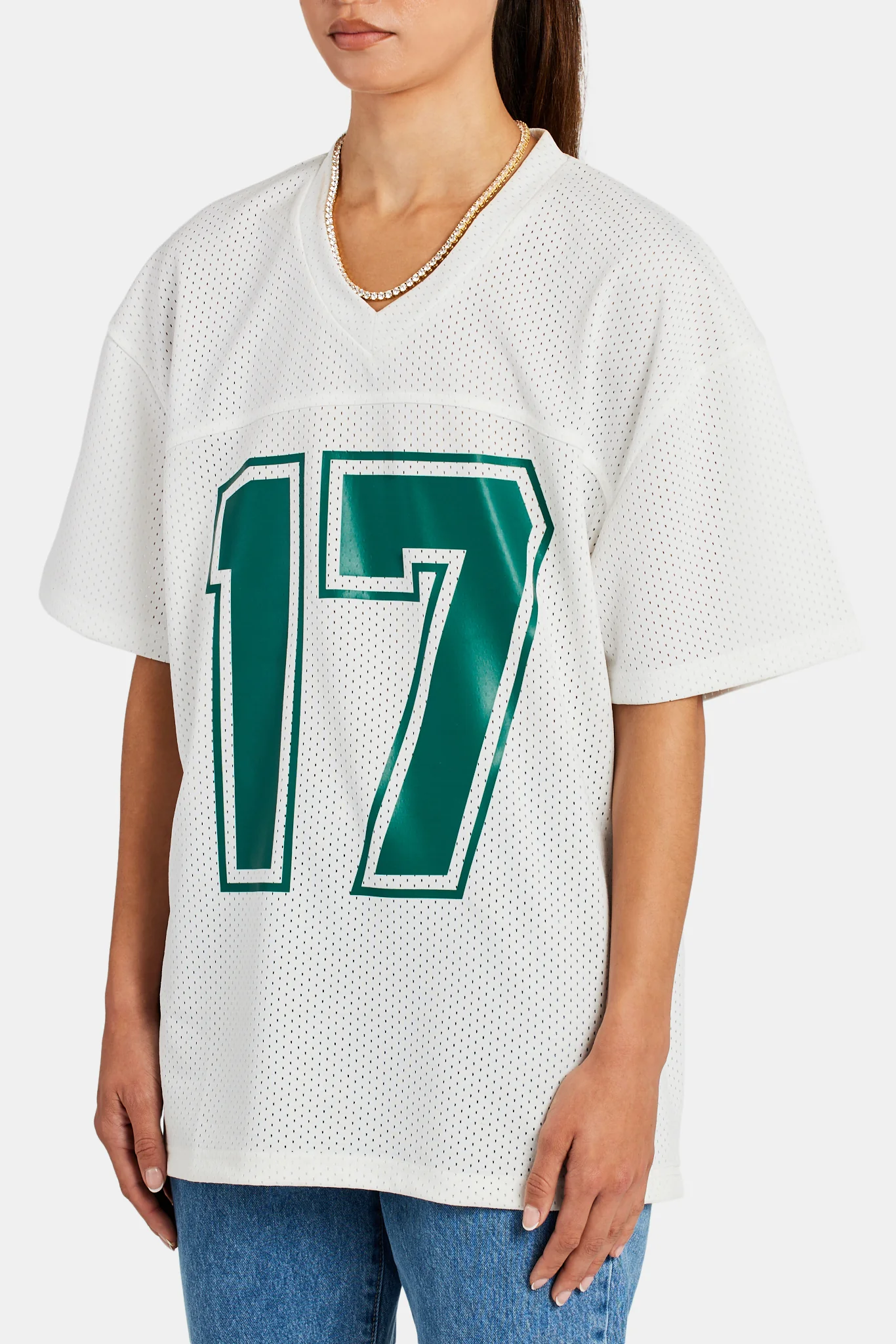 V Neck Airtex T-Shirt - White - Image 2