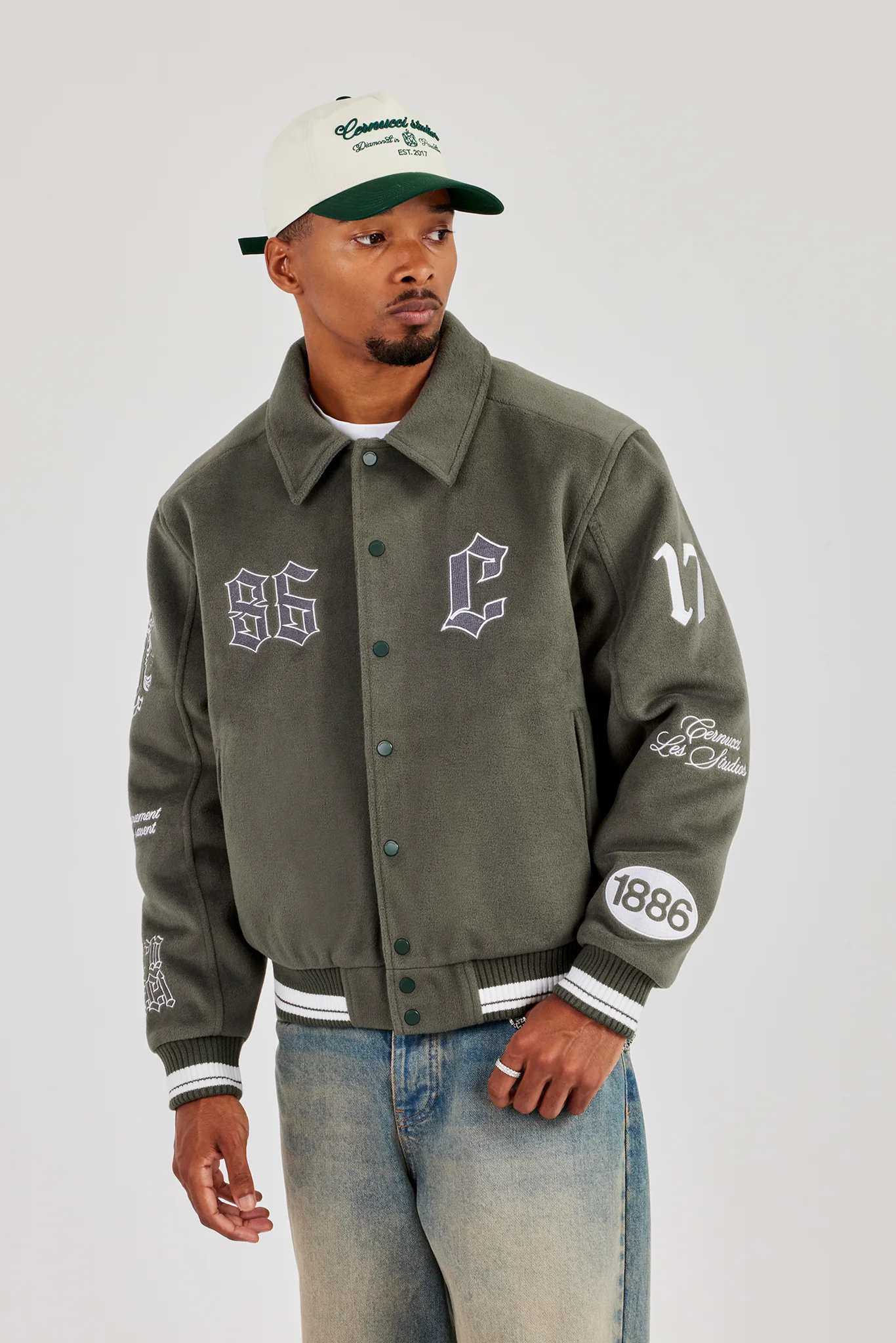 Varsity Badge Harrington Bomber - Grey - Image 2